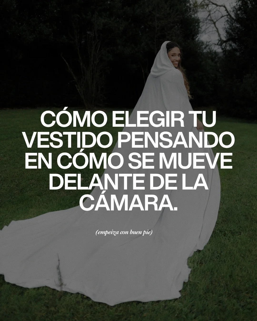 Eliges tu vestido de novia prob&aacute;ndotelo quieta, delante de un espejo, en una tienda con luz perfecta.

Pero el d&iacute;a de tu boda ese vestido va a caminar, bailar, sentarse, girarse y abrazar a mucha gente. Y va a salir en varios cientos de
