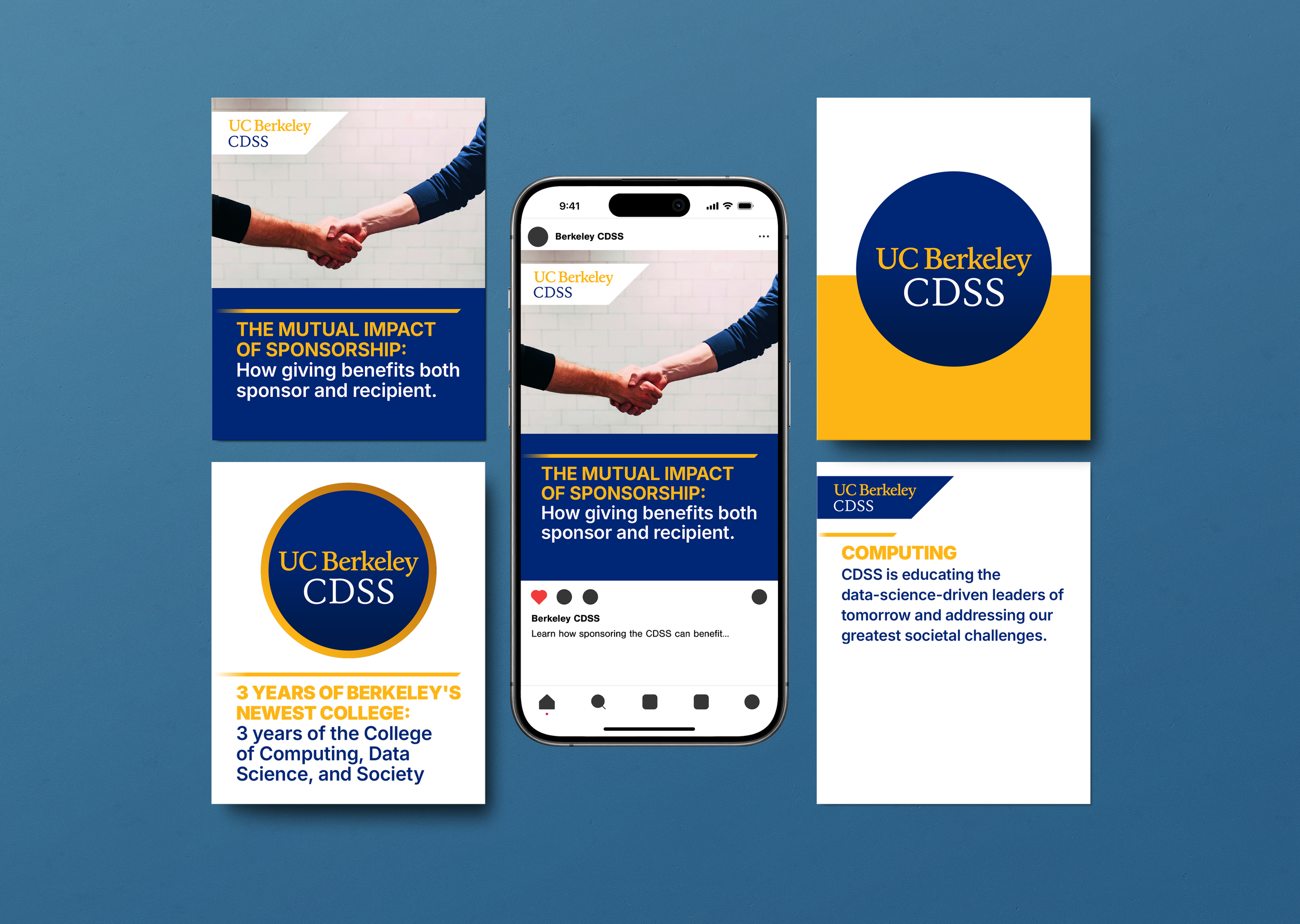 Mockup of potential Instagram social media graphics for the College of Computing, Data Science, and Society