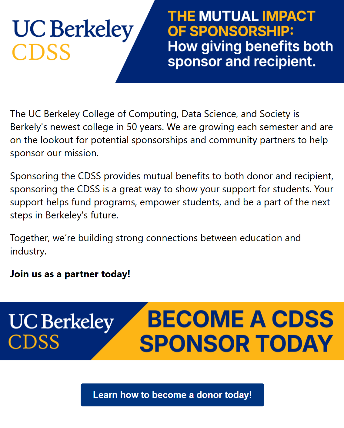 Mockup of speculative email campaign for the College of Computing, Data Science, and Society.