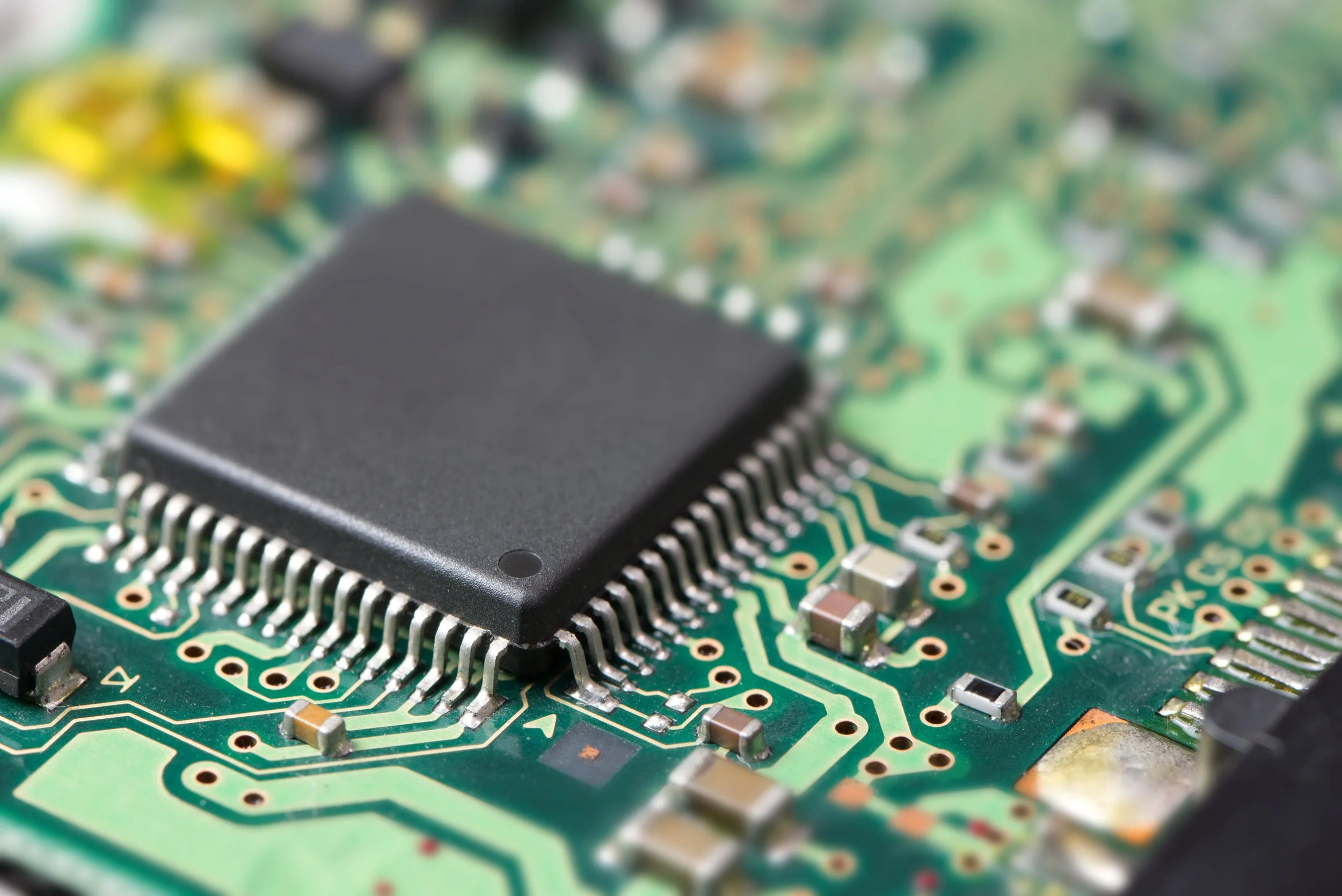 A close up shot of a circuit board.