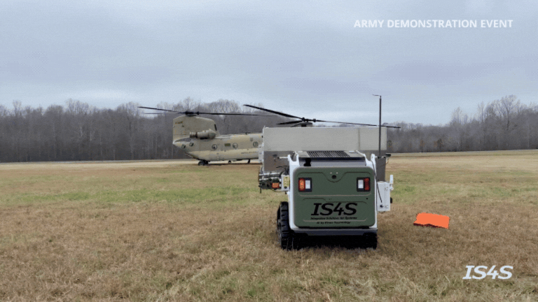 A photo of the HERO robot during a refueling demonstration.