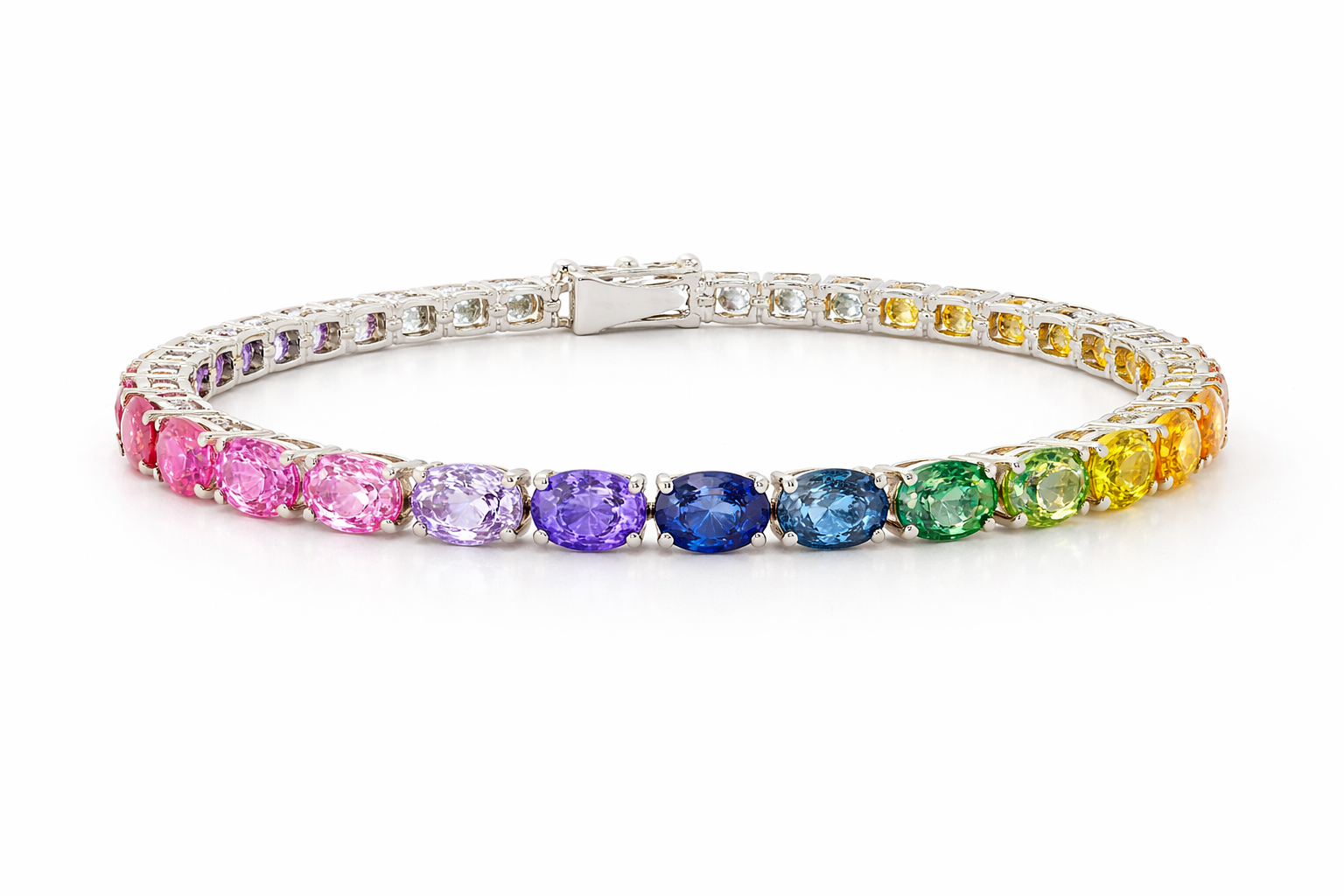 Rainbow gemstone tennis bracelet close-up.png