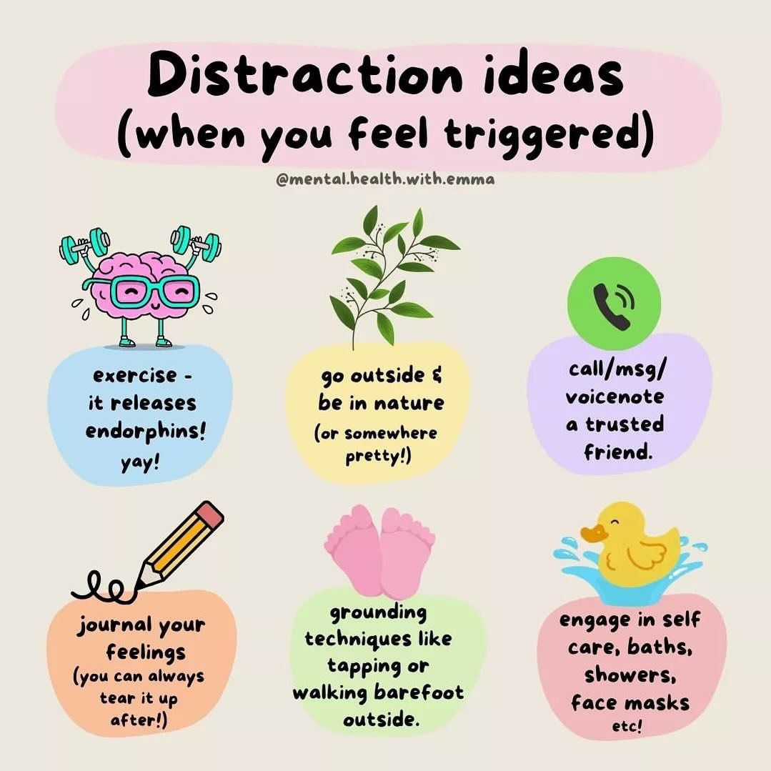 Reposted &bull; @mental.health.with.emma ;
Today I wanted to give you some suggestions for when you&rsquo;re feeling triggered.

We&rsquo;re all so different, and my version of &lsquo;triggered&rsquo; might not look like yours &ndash; but here are so