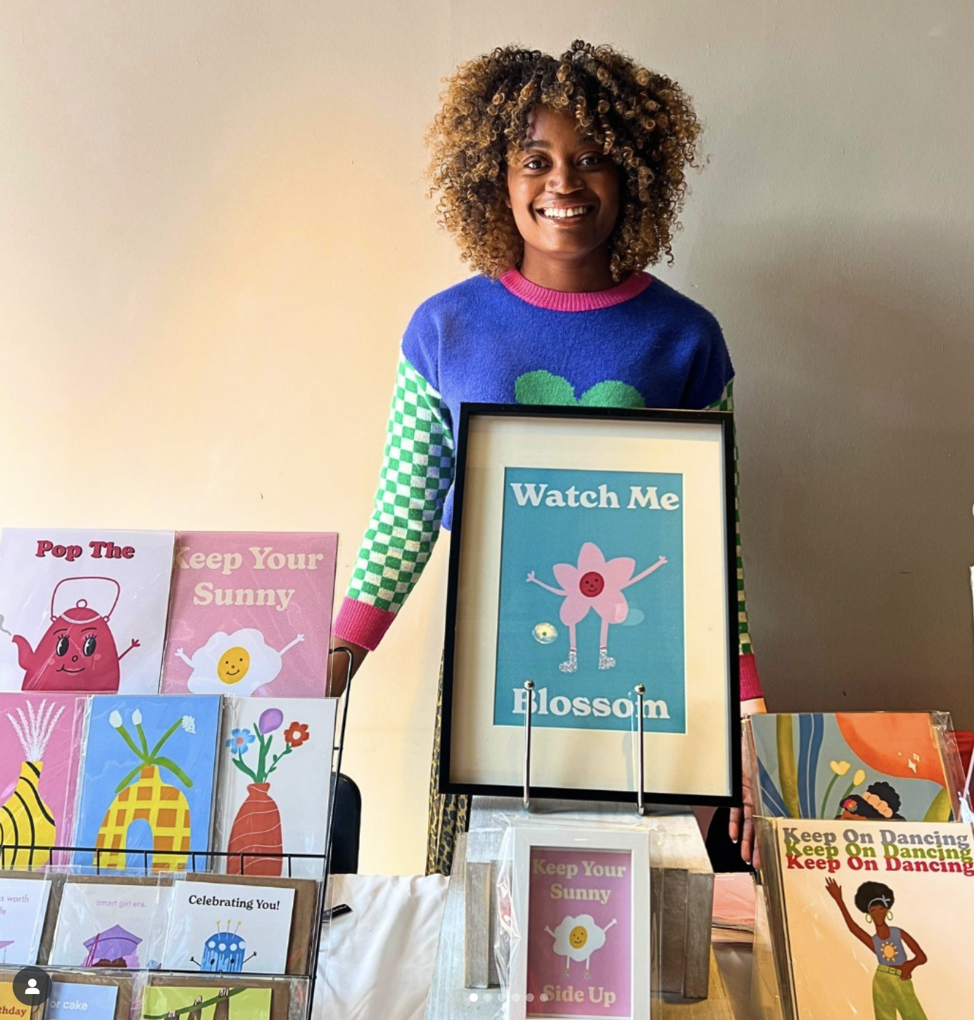 Naomi Metzger 10 x British Triple Jump Champion Athlete - she hosted her own art stall "Afrochics" at Melanin Markets 2023