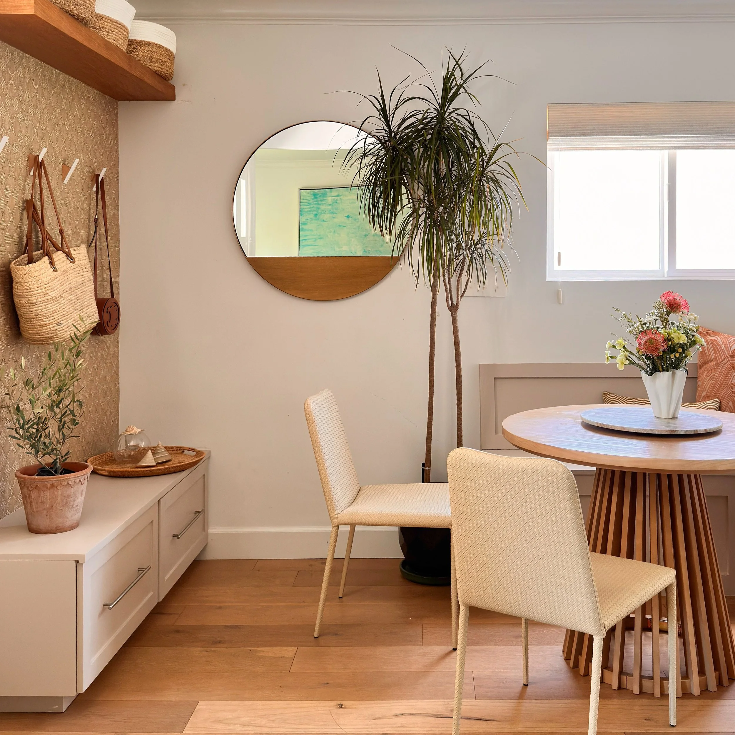 The best family spaces often need to do more than one job.

For this family of four, the eat-in kitchen needed to function as a place for everyday meals, homework and the constant flow of shoes, bags and belongings. By creating a mini mudroom within 