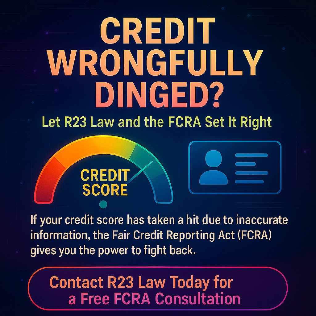 CREDIT WRONGFULLY DINGED — Let R23 Law and the FCRA Set It Right