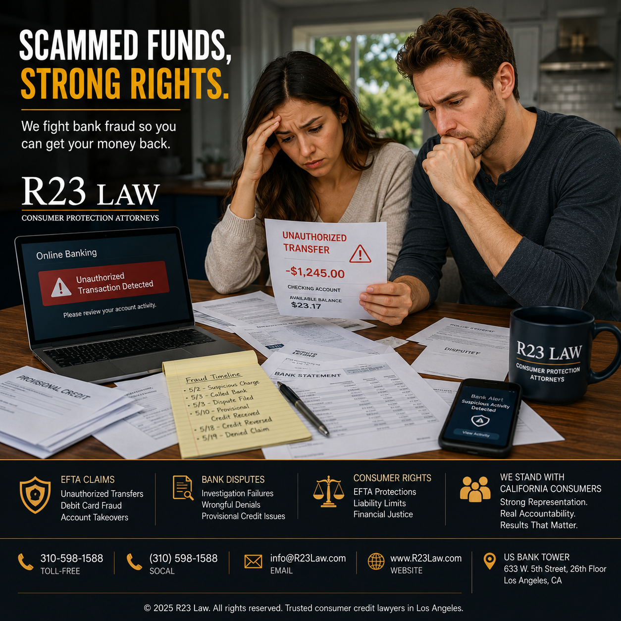 SCAMMED FUNDS, STRONG RIGHTS – EFTA Claims After Unauthorized Transfers And Bank Fraud In California