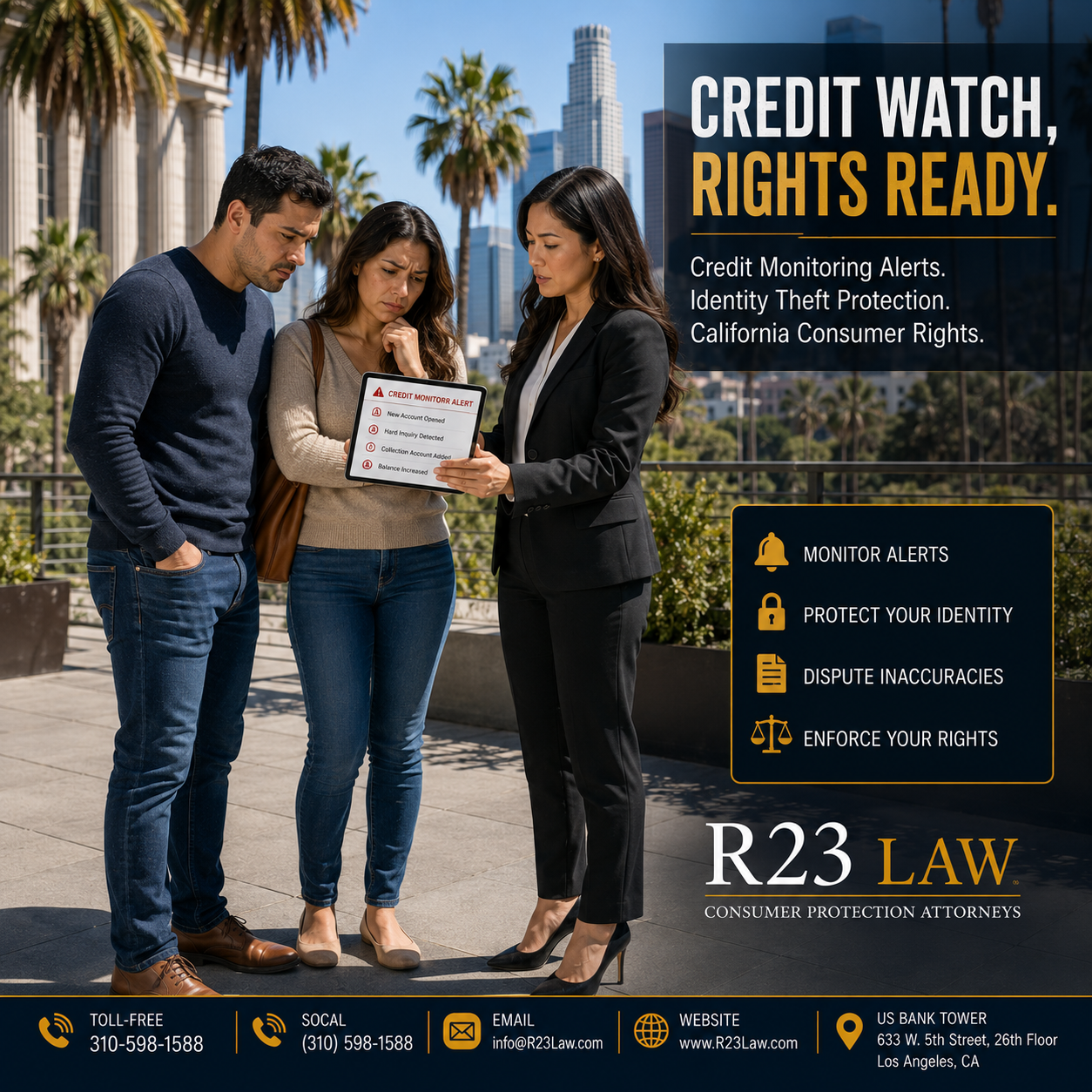 CREDIT WATCH, RIGHTS READY – Credit Monitoring Alerts, Identity Theft, And California Credit Report Claims
