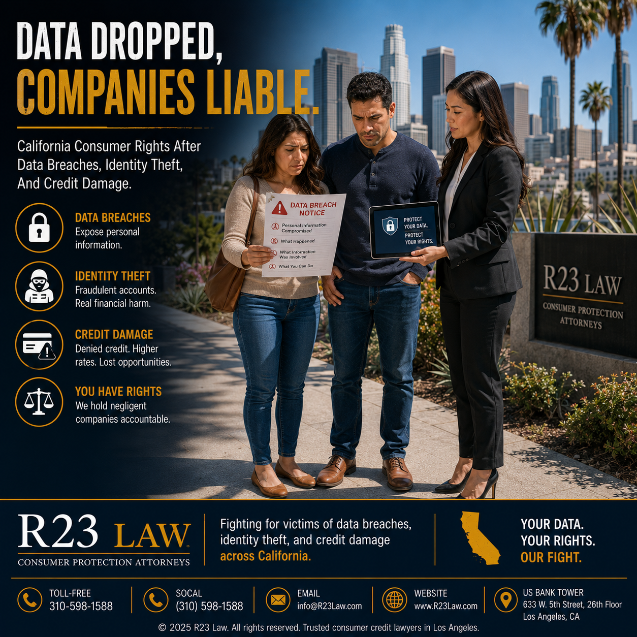 DATA DROPPED, COMPANIES LIABLE – California Consumer Rights After Data Breaches, Identity Theft, And Credit Damage