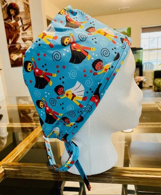 Satin Lined Scrub Cap- Blue Super Boy