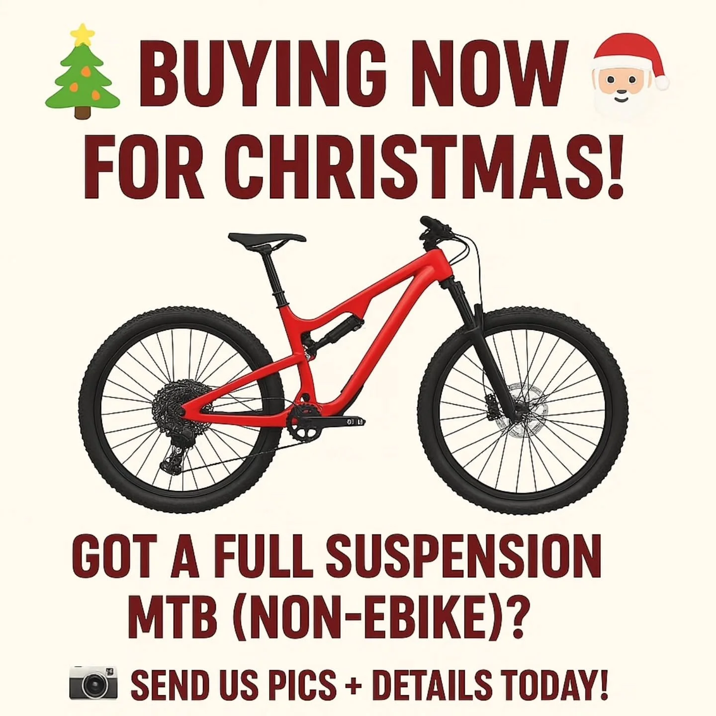 🎄🚵&zwj;♂️ Ho Ho Hold up&hellip; we&rsquo;re buying FULL SUSPENSION MTBs (non-ebikes) this Christmas! 🎅🎁
🎅 DM us your pics + details today for a FAST cash quote 💸 Quick, easy &amp; hassle-free &ndash; just in time for the holidays!

✨ #Christmas