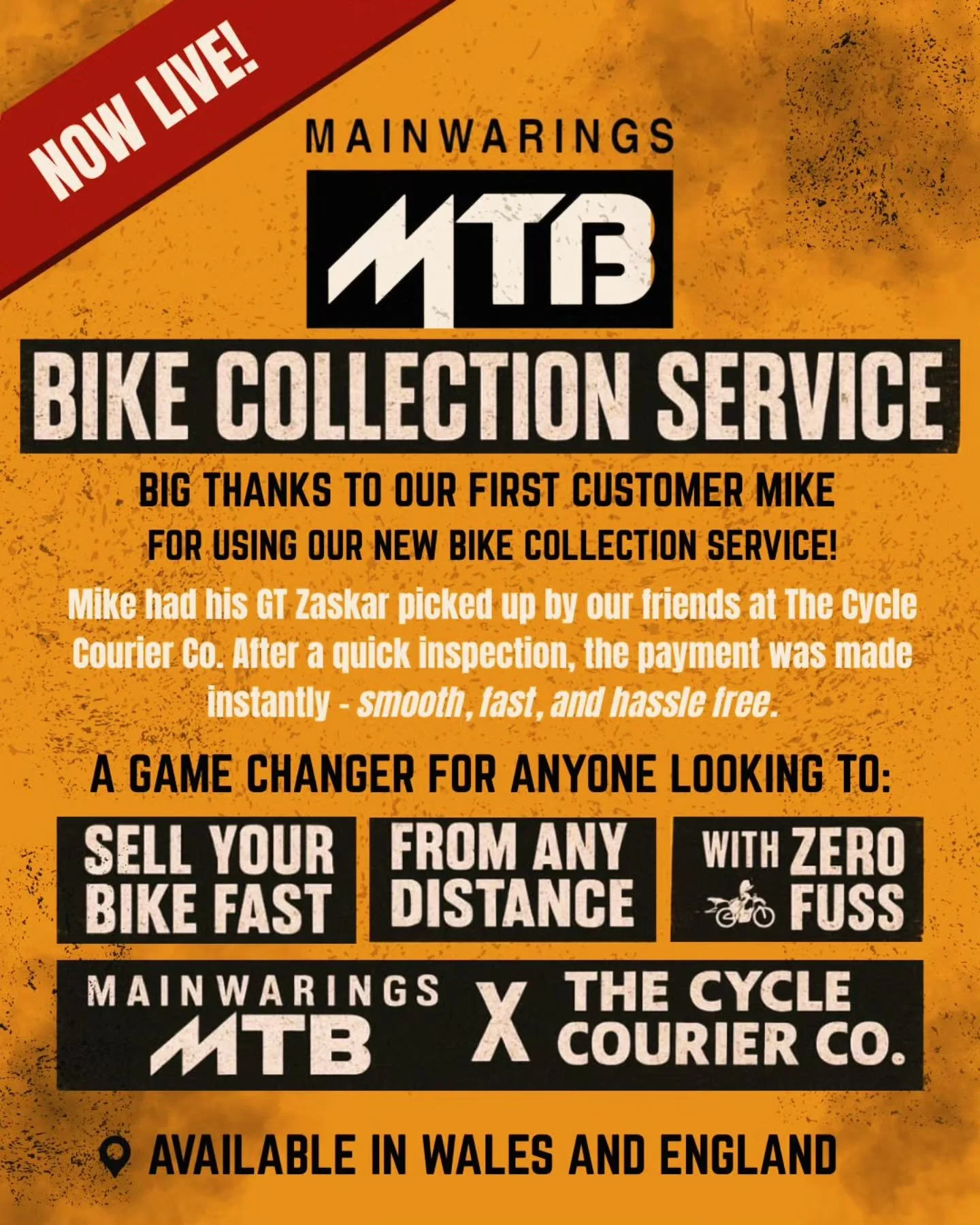 🚴&zwj;♂️ Big thanks to our first customer for using our new Bike Collection Service!

Mike had his GT Zaskar picked up by our friends at The Cycle Courier Co. 🏍️
After a quick inspection, the payment was made instantly &mdash; smooth, fast, and has