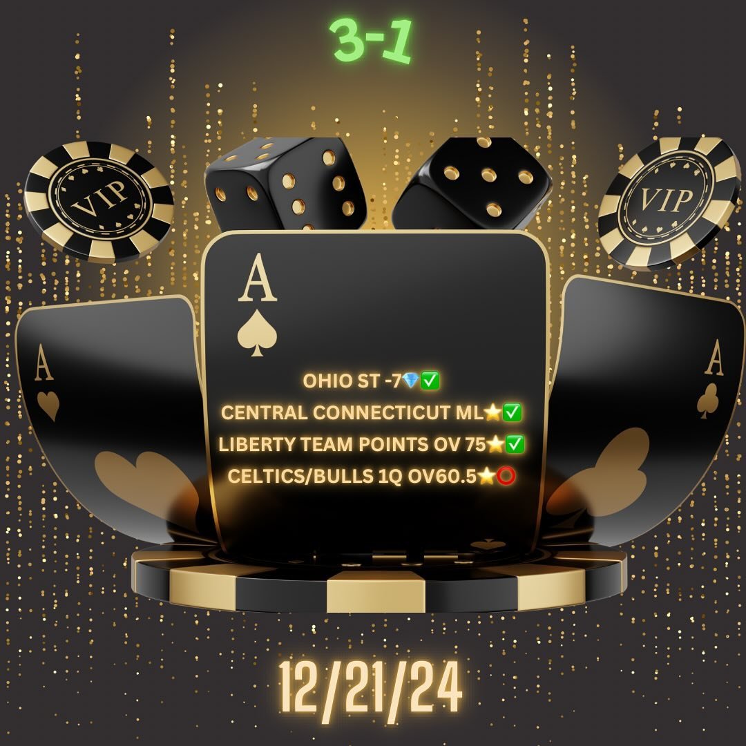 ACE&spades;️ with a huge bounceback for our clients . We profit big on a 3-1 slate 💰💰💰. Time to go on a run and close out the year with a bang🔨💰💰

🔸140-59 DIAMOND Exclusive 💎 YTD💰💰

#betting #bettingtips #dailyfantasysports #fanduel #fanati