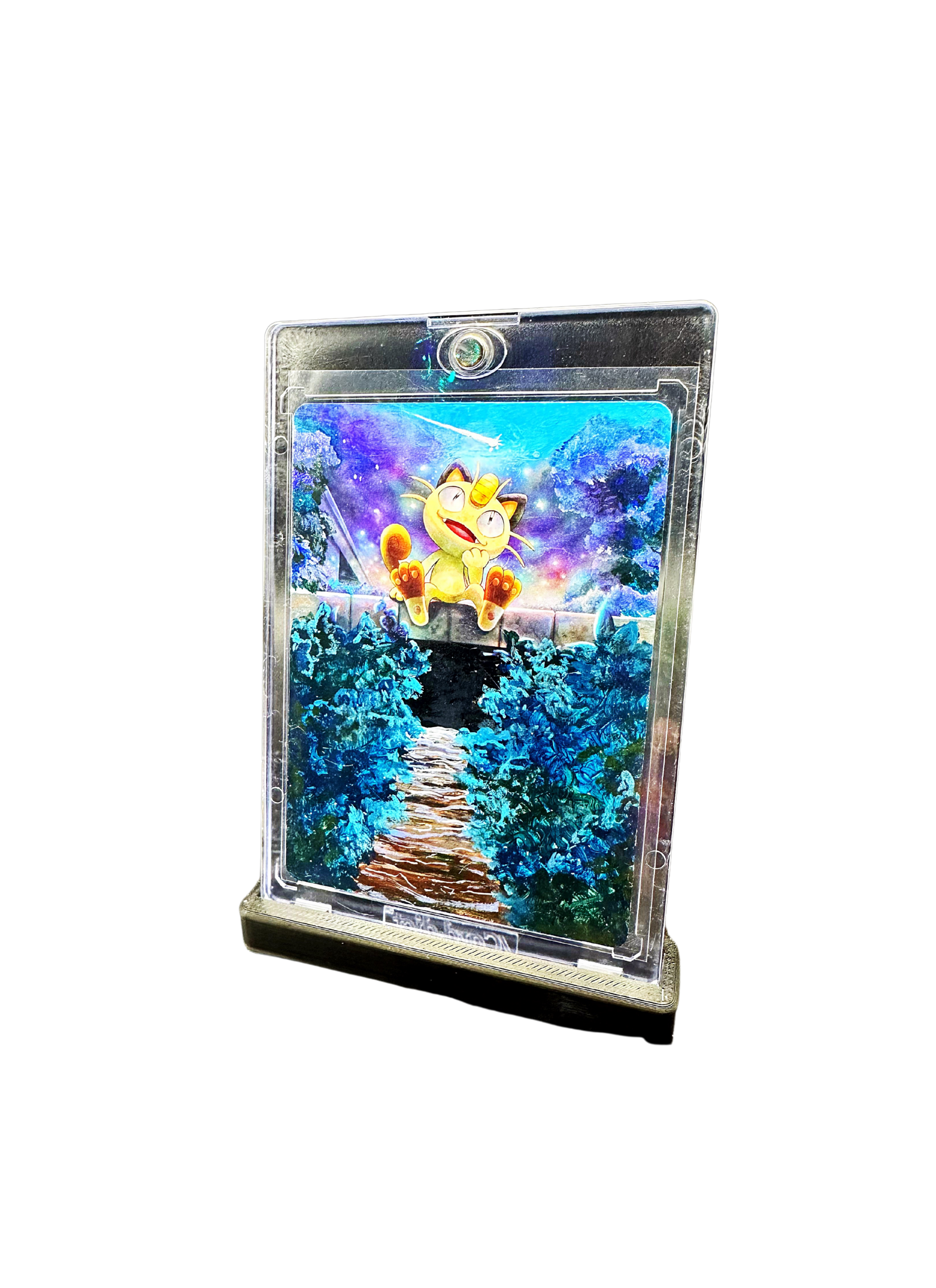 Gazing Meowth Original Hand Painted Card