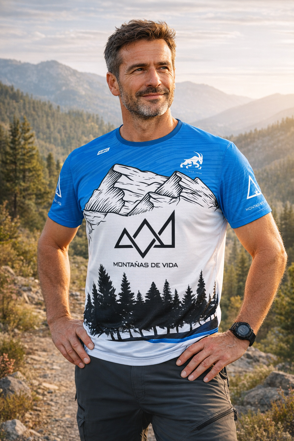 Hombre camiseta Montañas de Vida Azul.png