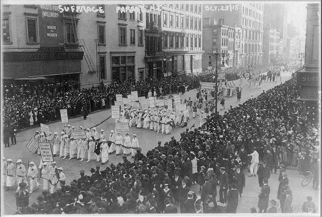 Twenty thousand women marching for suffrage in New York City, October 23, 1915