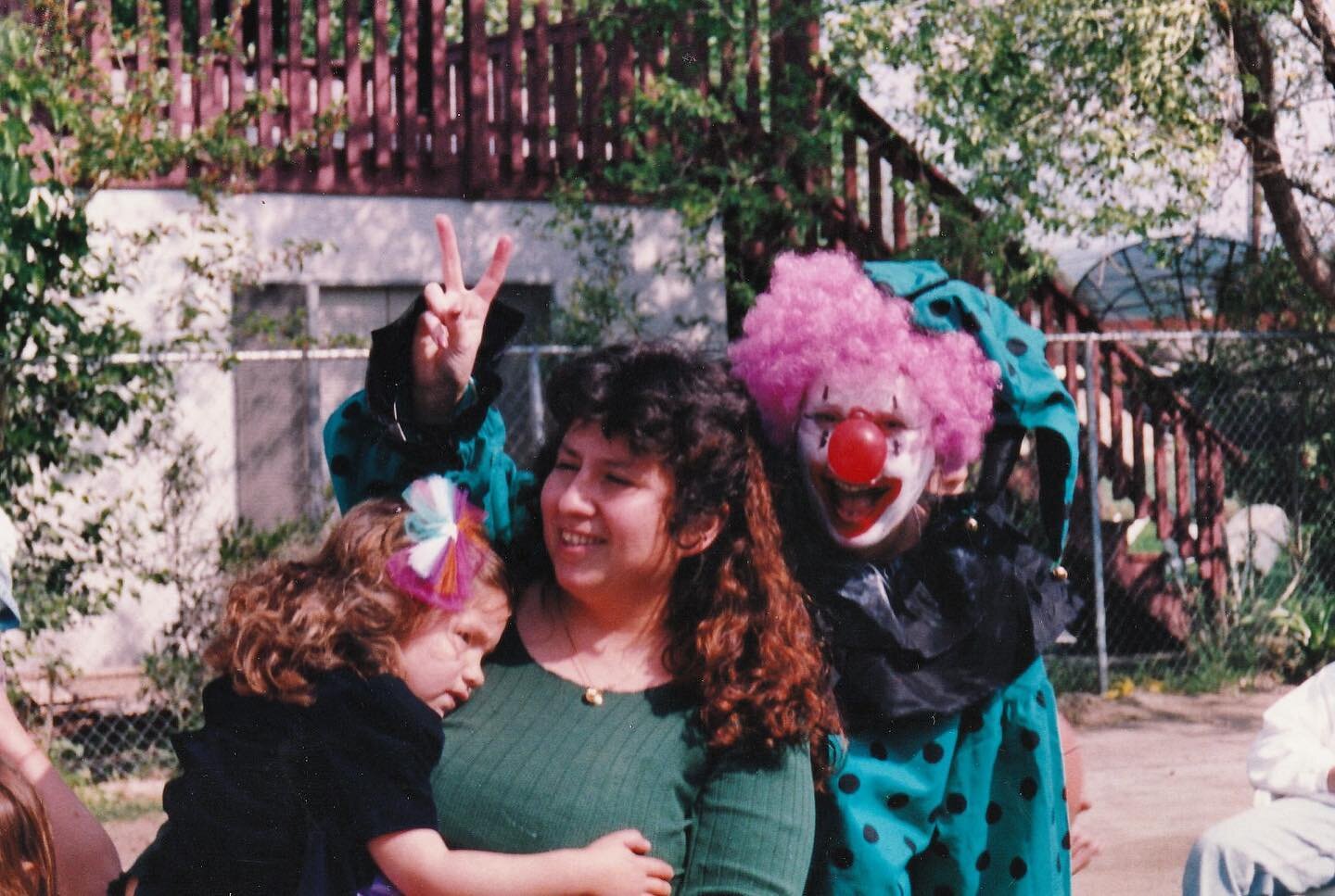 It's my party and I'll cry if I want to. 
Cindy with mom Angela and the clown.