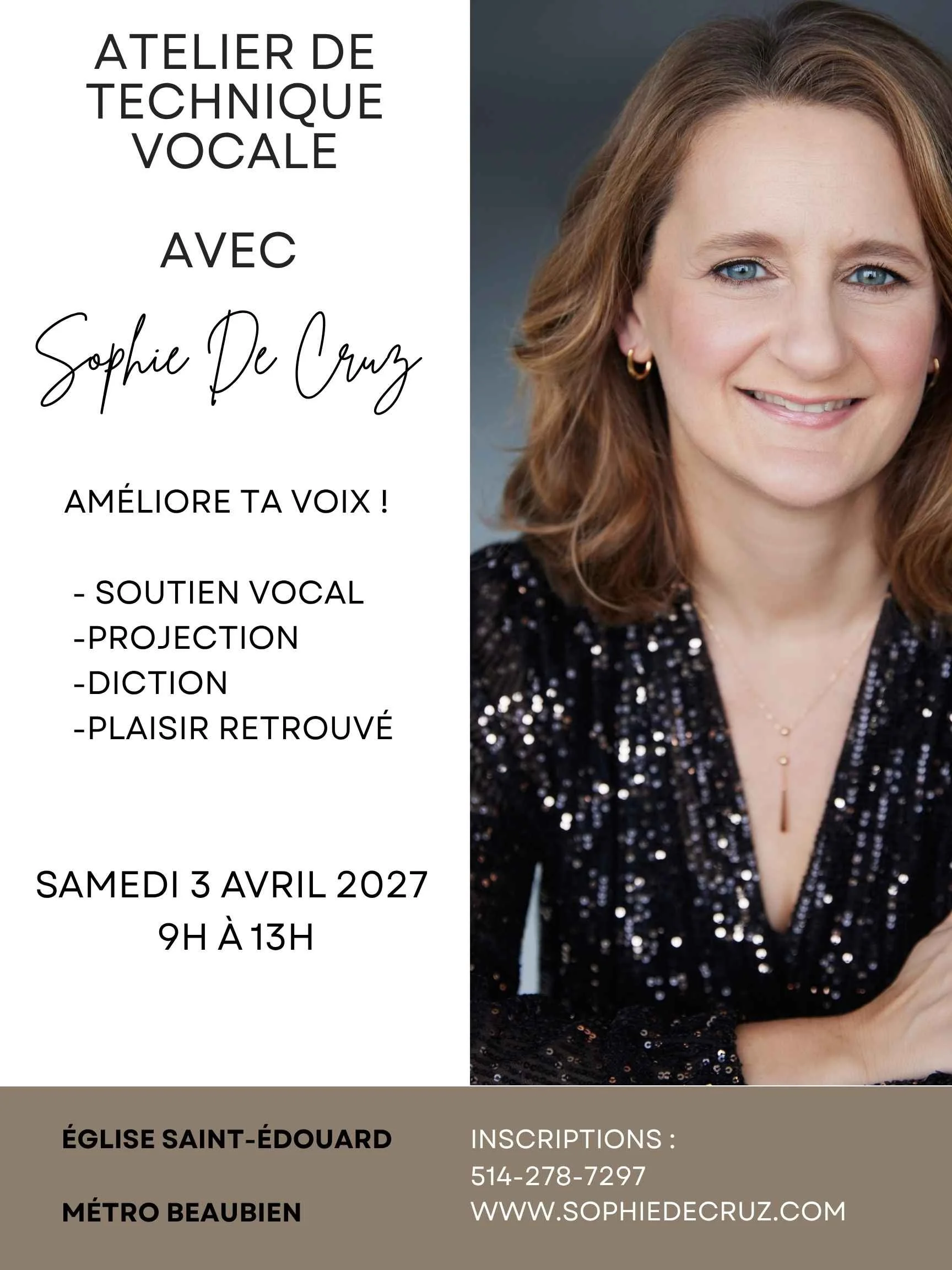 Atelier de technique vocale 3 Avril 2027 9h à 13h