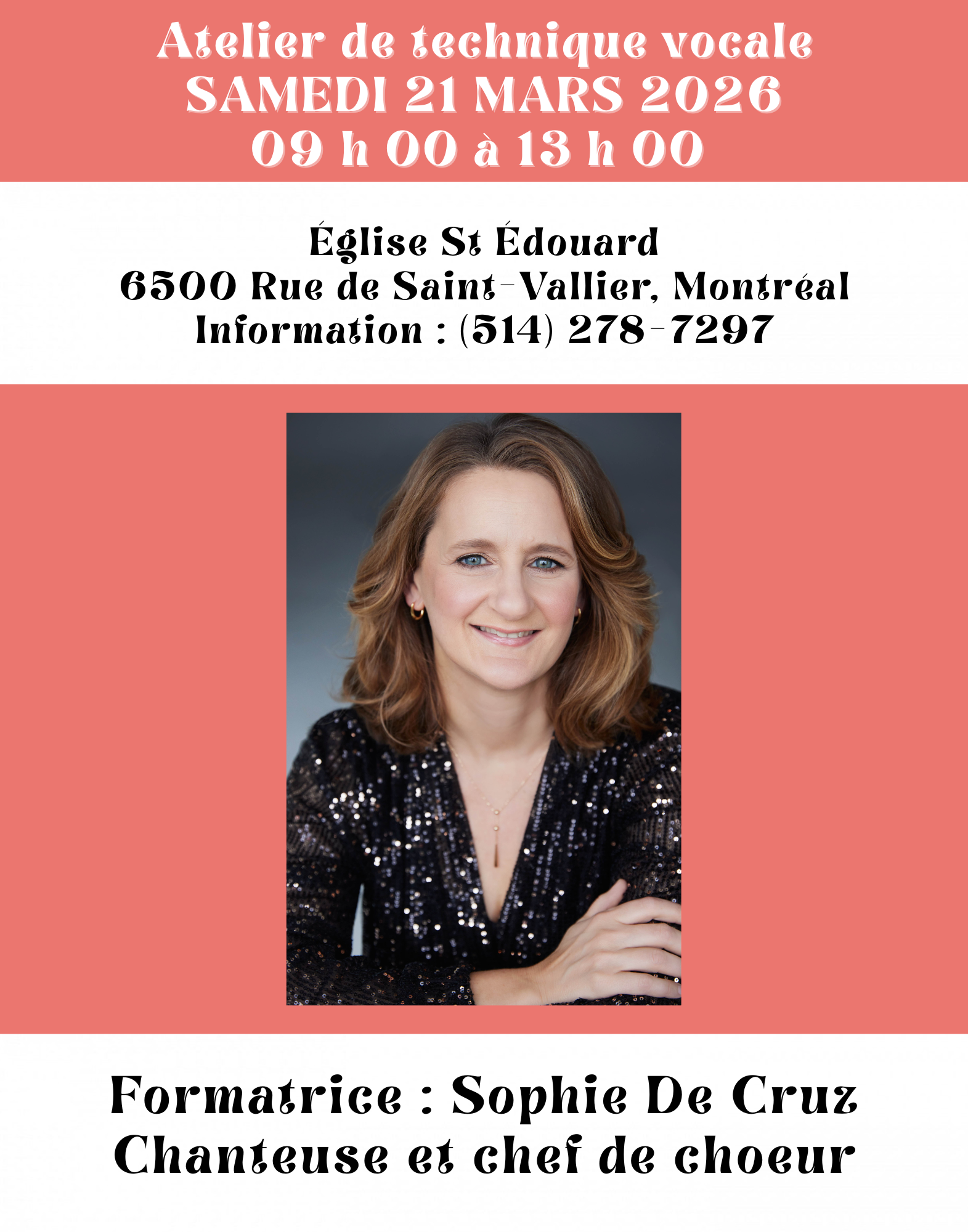 Atelier de technique vocale 21 Mars 2026 9h à 13h
