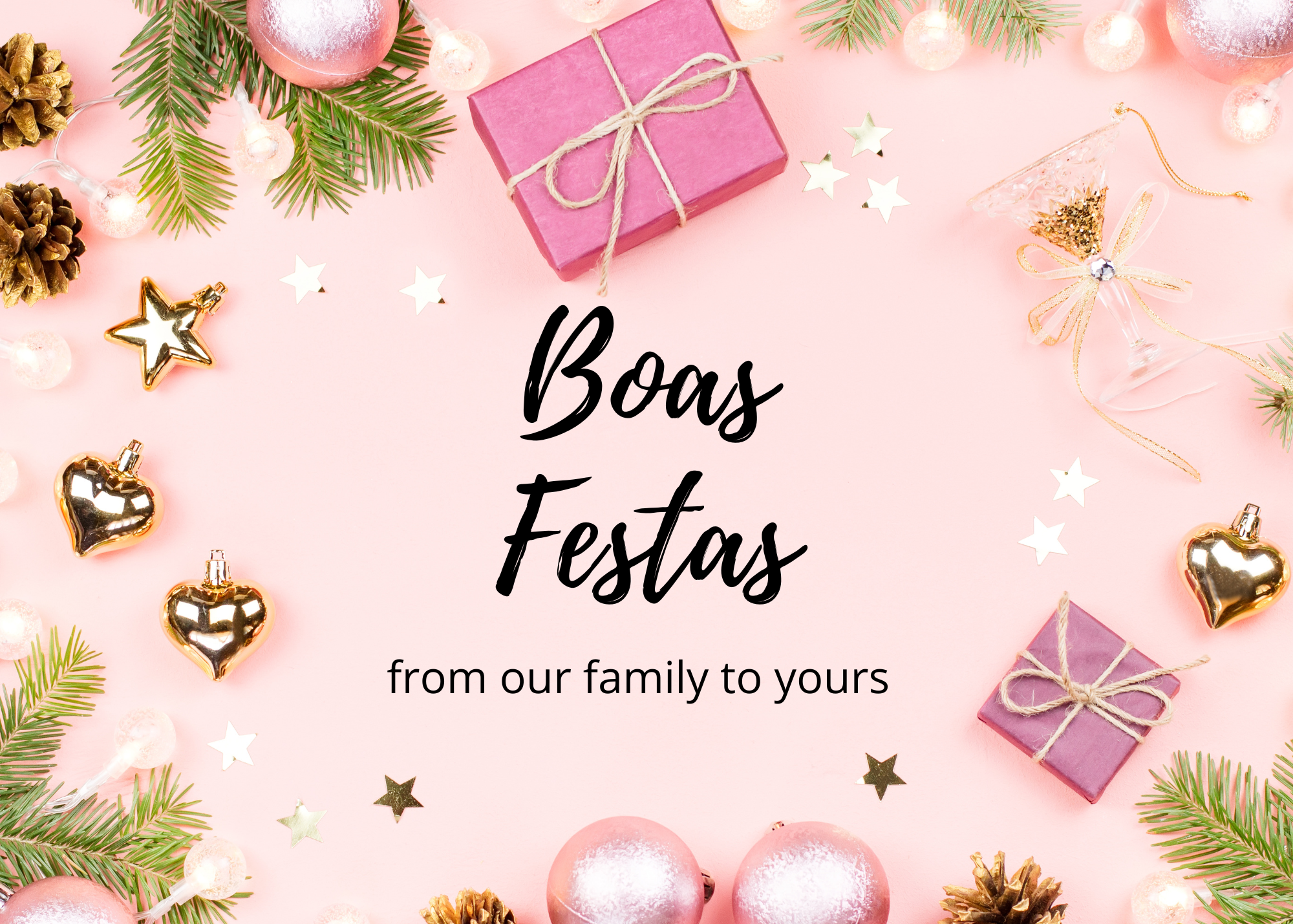 Happy Holidays Pink- Portuguese and English