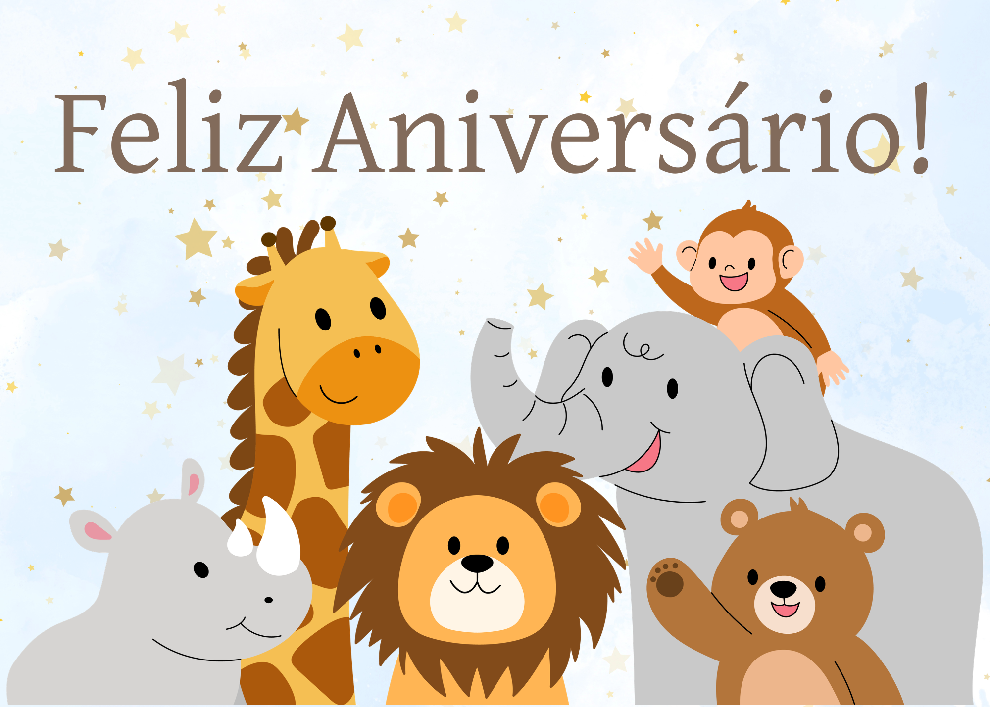 Kids Birthday Animals- Portuguese