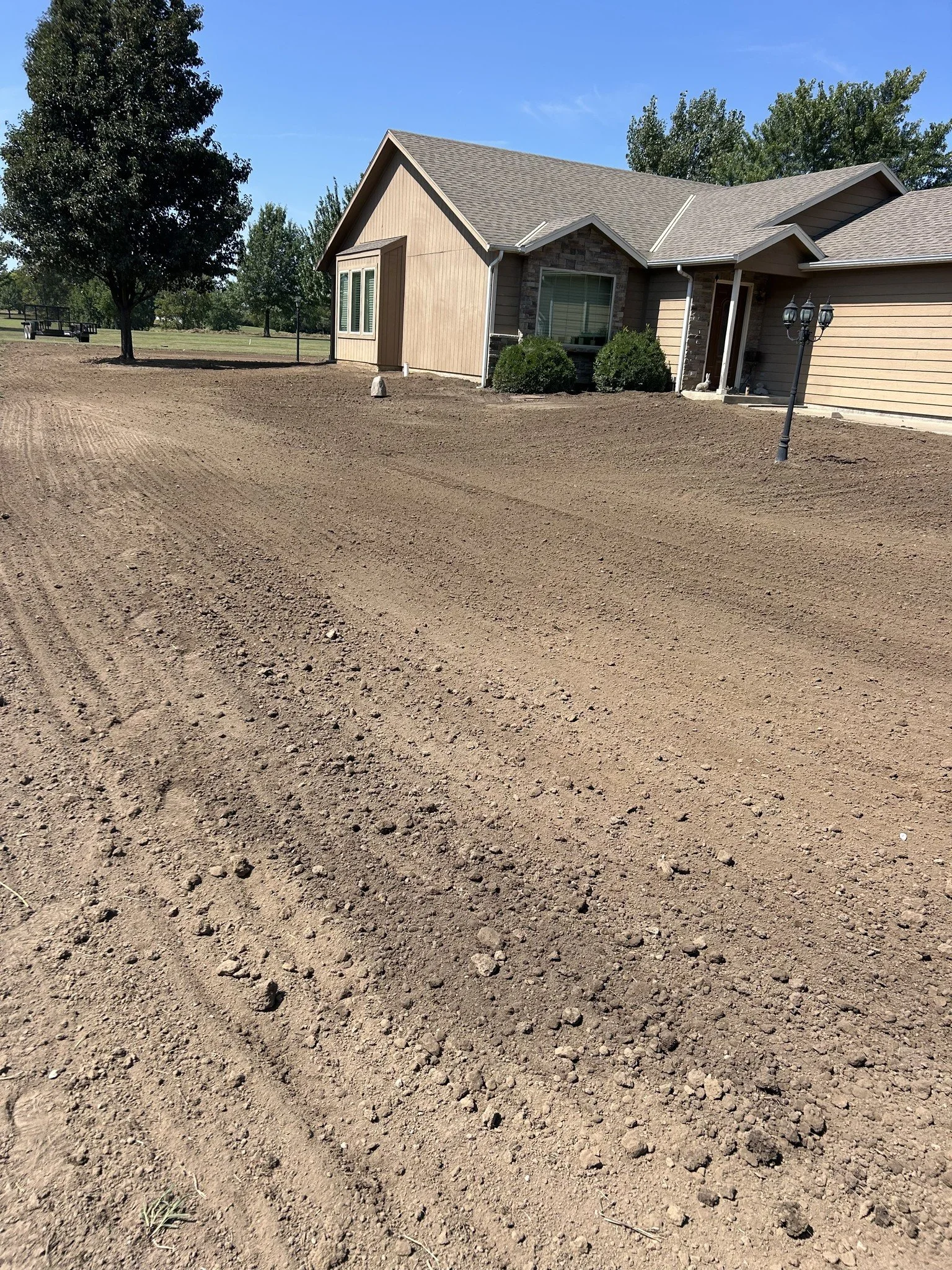 Finished soil grading ready for sod installation