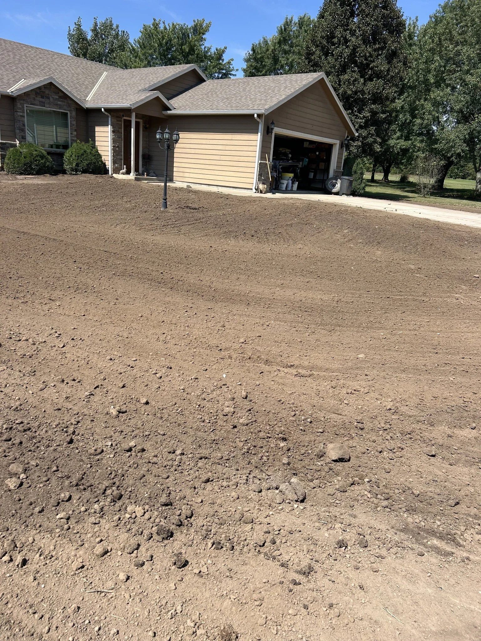 Finished soil grading ready for sod installation