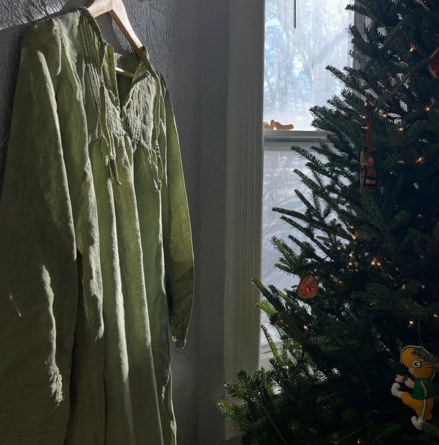 Should I keep this plant dyed cotton/wool dress for myself or&hellip;.

bring it to my pop-up this Sunday?