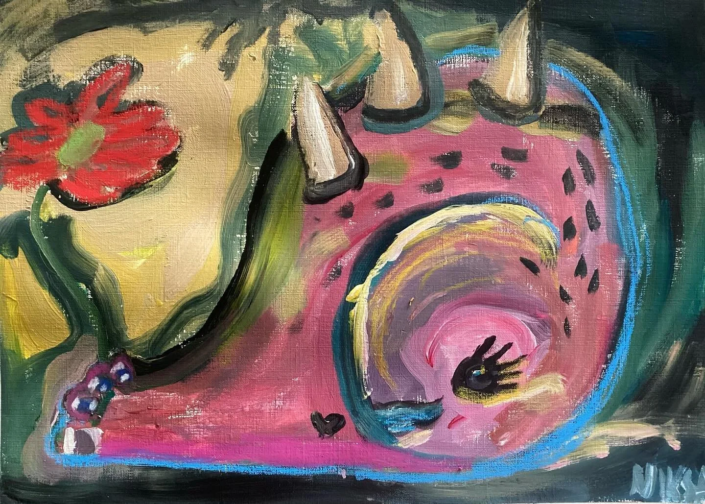Around The Darkness 
Acrylic and oil pastel on Canva Paper
12&rdquo; x 16&rdquo;
2024