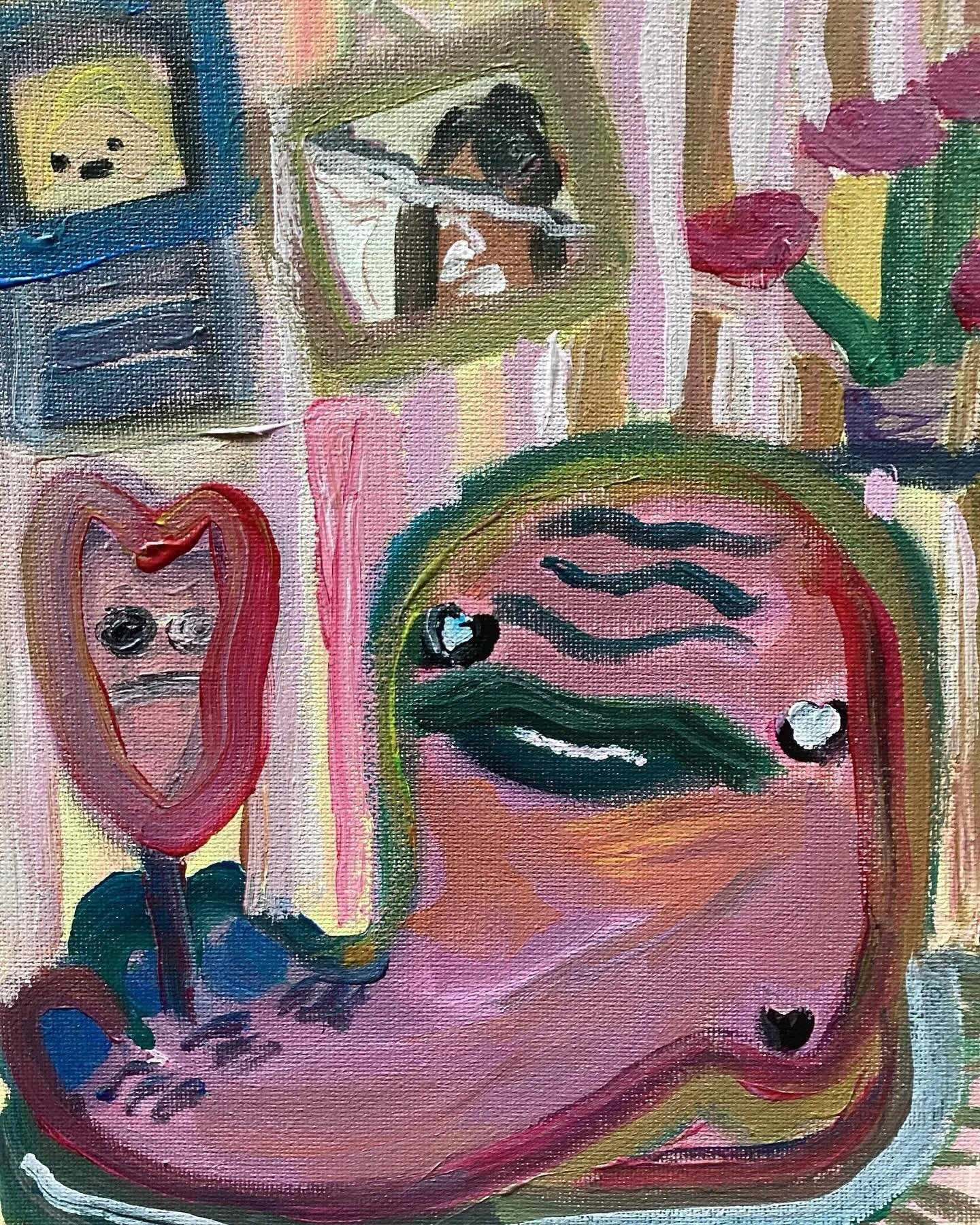 Three-Way Mirror
Acrylic on Canvas
10&rdquo; x 8&rdquo; 
2024