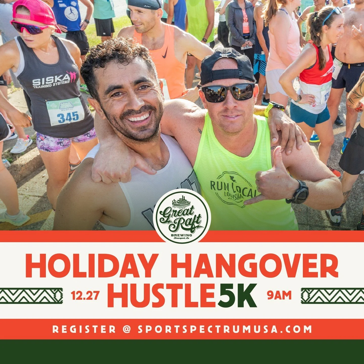 🎄 Holiday Hangover Hustle 5K
📆 Dec 27 &bull; 9AM
📍 Great Raft Brewing

Shake off the holiday slowdown and finish the year strong! 🏃&zwj;♀️✨
All pre-registered runners get a commemorative glass, plus awards for top finishers.

🎉 Good people. Good