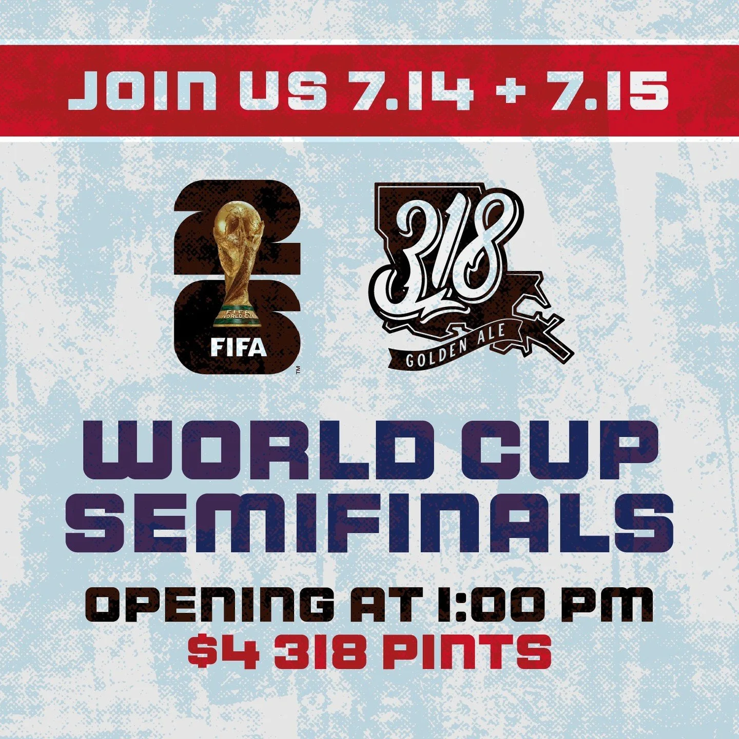 💻 Work from home? How about work from the brewery?

We're opening at 1 PM Tuesday and Wednesday for the World Cup semifinals.

Bring your laptop, hop on the WiFi, answer a few emails, and roll right into kickoff. Nobody will know...

🍺 $4 pints of 