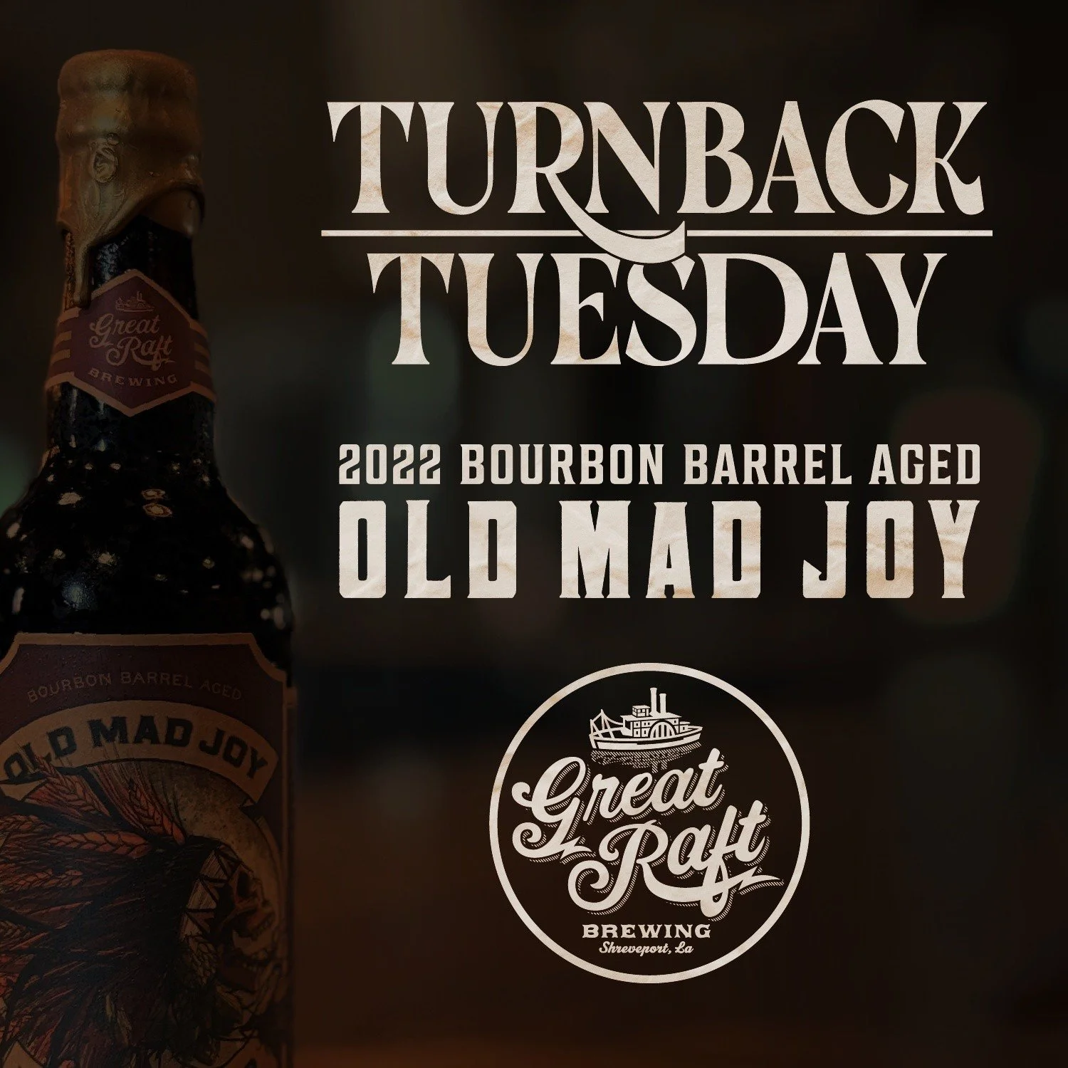 We are back with another Turnback Tuesday. Today we are featuring 2022 Bourbon Barrel Aged Old Mad Joy.

Old Mad Joy is a Baltic porter with layered malt complexities of chocolate, coffee and roasted barley. This dark and rich lager shines with a boo