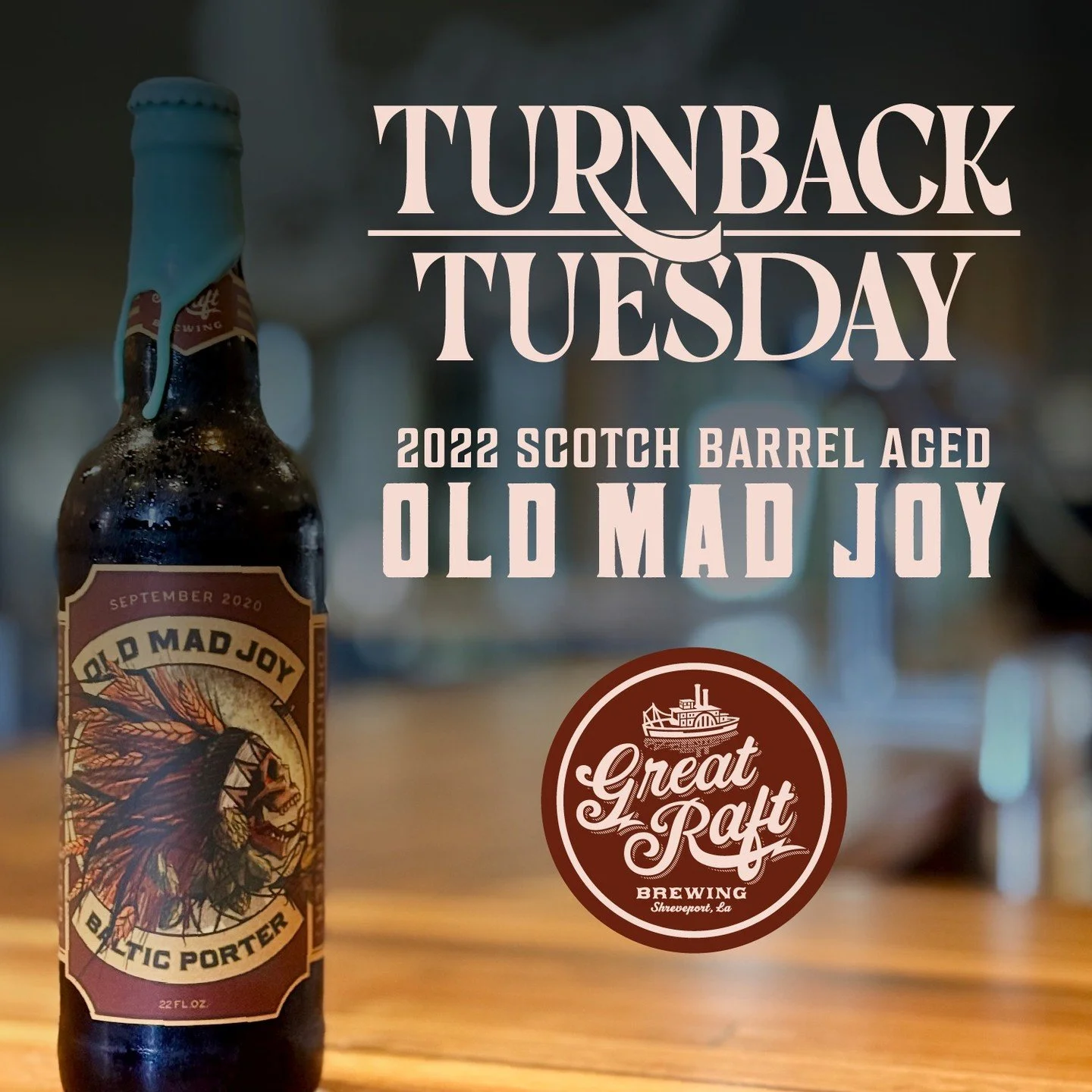 A barrel-aged turnback for your Tuesday!

This Barrel Aged Old Mad Joy was aged for 10 months in a scotch barrel, bottled and sealed with a turquoise wax in September of 2022.

Dark, rich, and packed with layers of chocolate, coffee and roasted barle