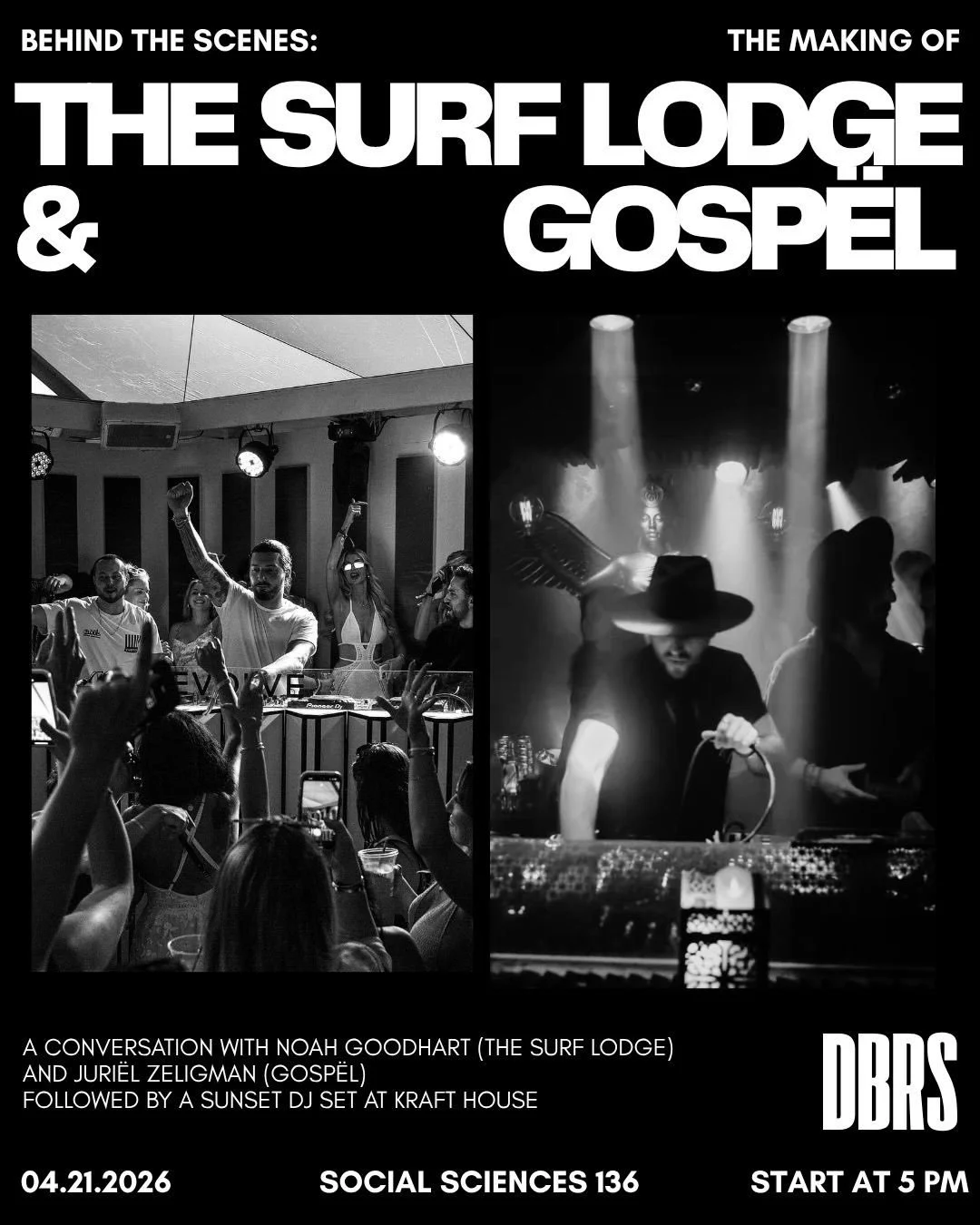 Come celebrate the end of the semester with the minds behind hospitality&rsquo;s greatest ventures 🖤 5pm Q&amp;A in Social Sciences followed by a sunset DJ set at Kraft House with the visionaries. Link in bio. LIMITED SPOTS.