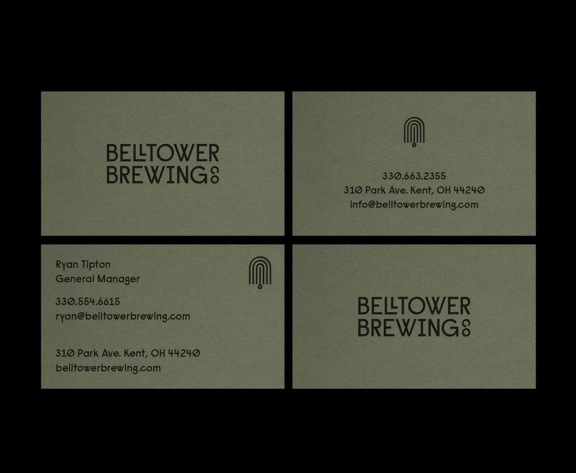 Business cards for Beltower Brewing Co.
