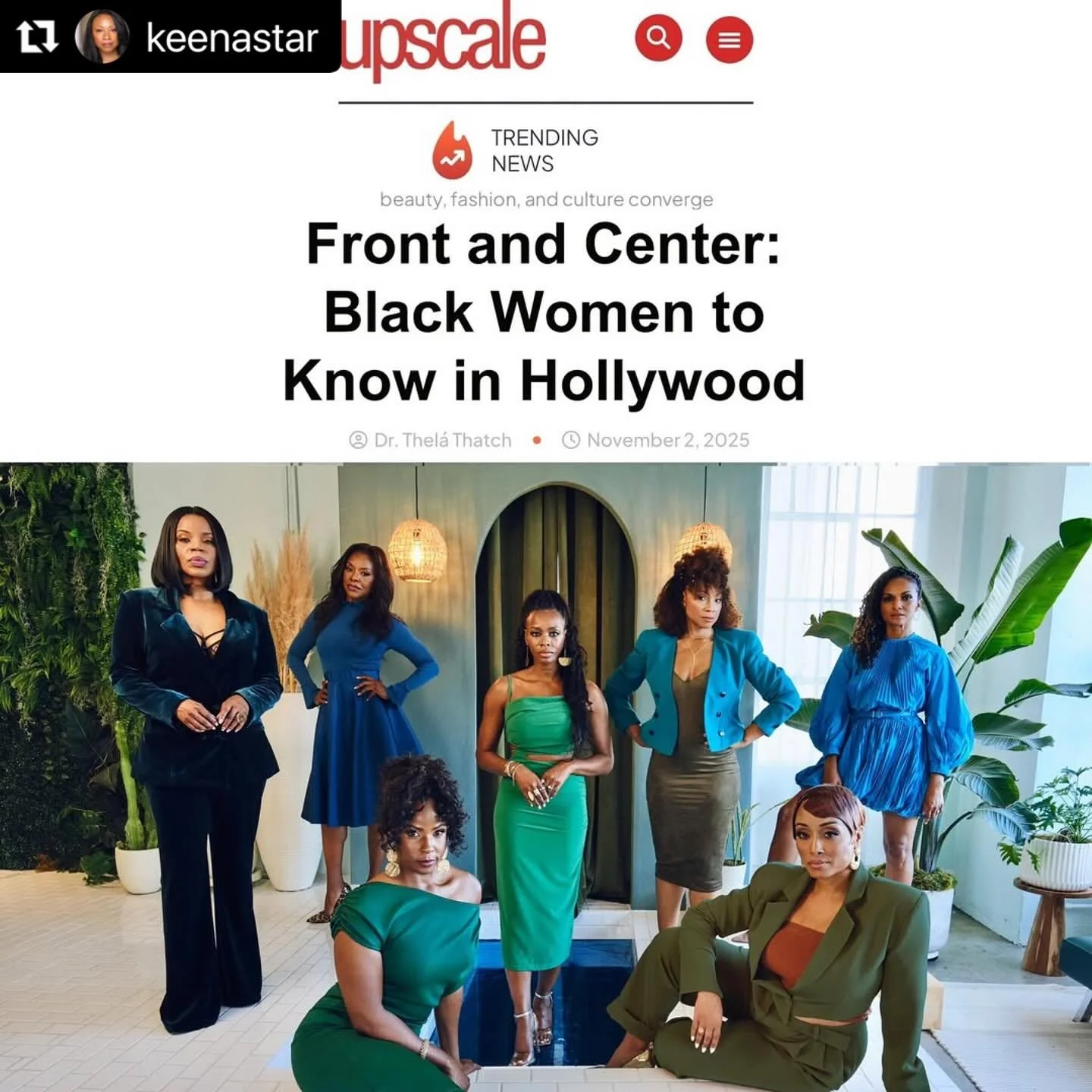 Congrats @keenastar 🙌🏾🤩🙌🏾

#Repost @keenastar with @use.repost
・・・
FRONT and CENTER&hellip;thank you @upscalemagazinefashion for this feature. I had a creative vision that I wanted to do for a long time and it included ALL BLACK WOMEN everything