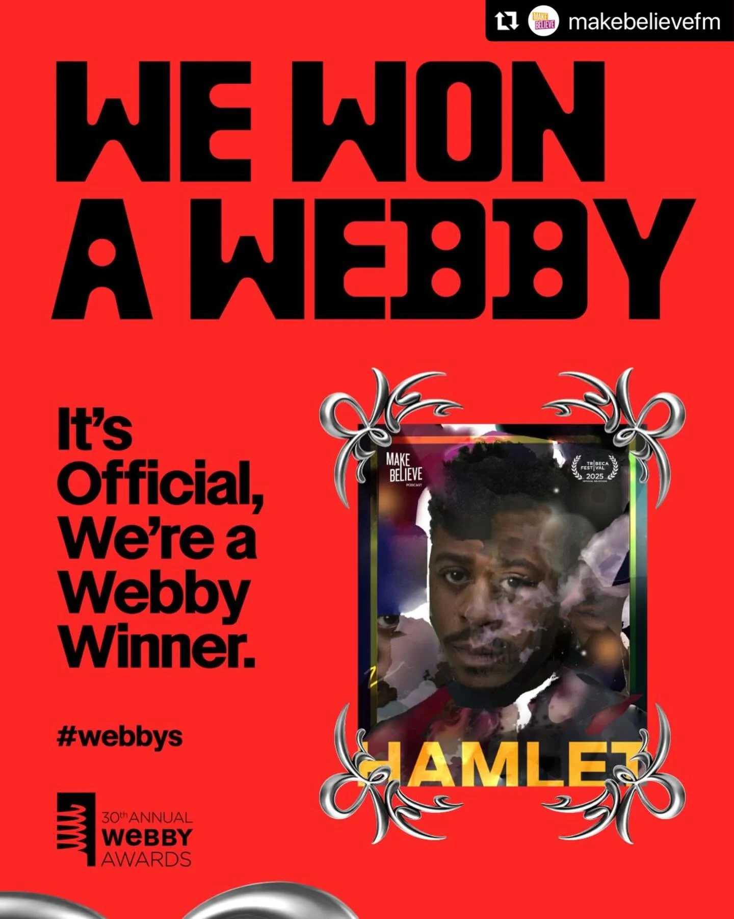 Congrats @danielkyri and everyone at @makebelievefm 🎉🎉🎉🎉

#Repost @makebelievefm with @use.repost
・・・
Congrats to Mikhail Fiksel and Nygel D. Robinson for winning the Webby Award for Best Original Music / Sound Design - People&rsquo;s Voice for H