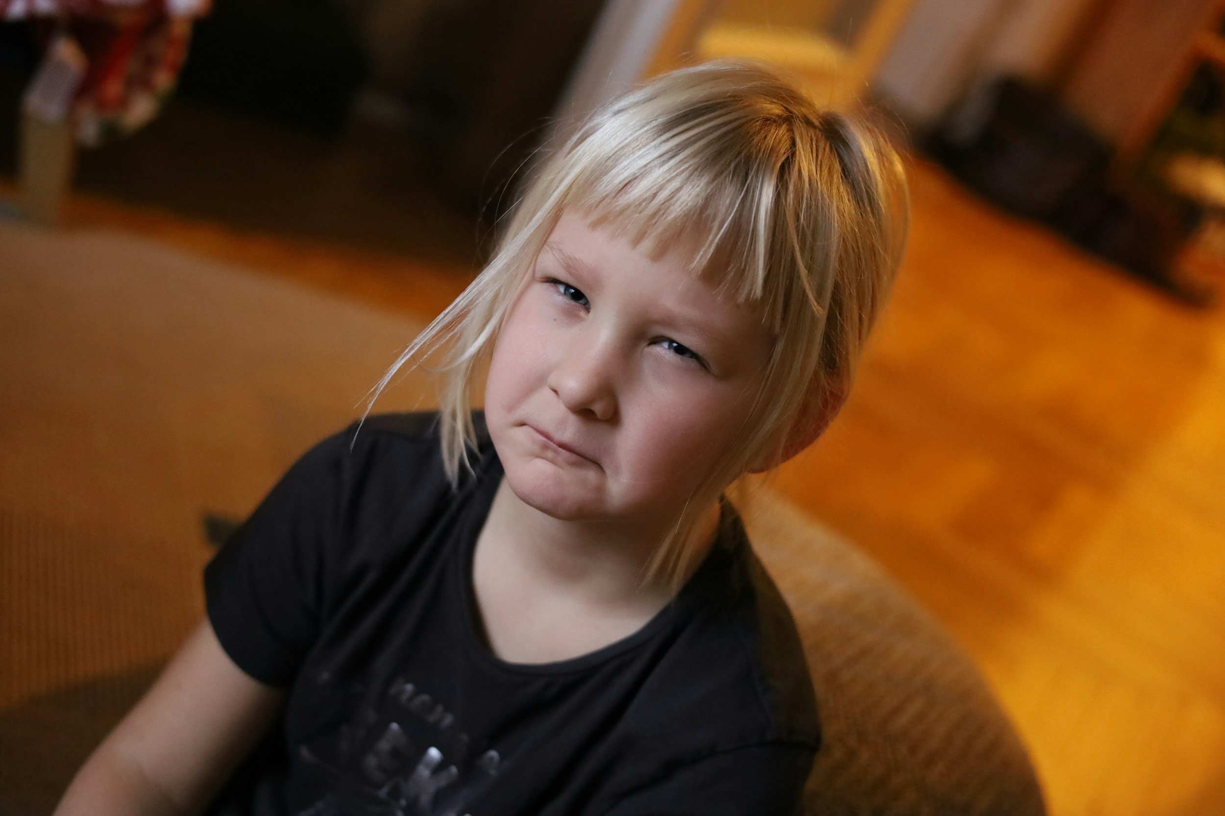 a child looks dissatisfied