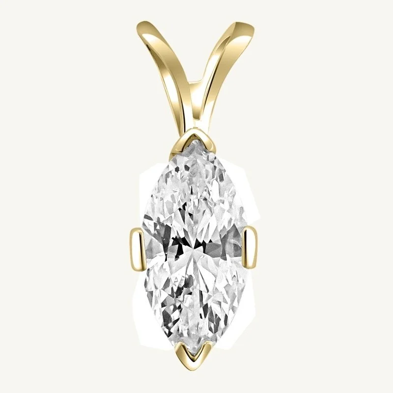 Marquise diamond pendant in a yellow-gold setting from The Diamond Edit by Luxe Sparkles.