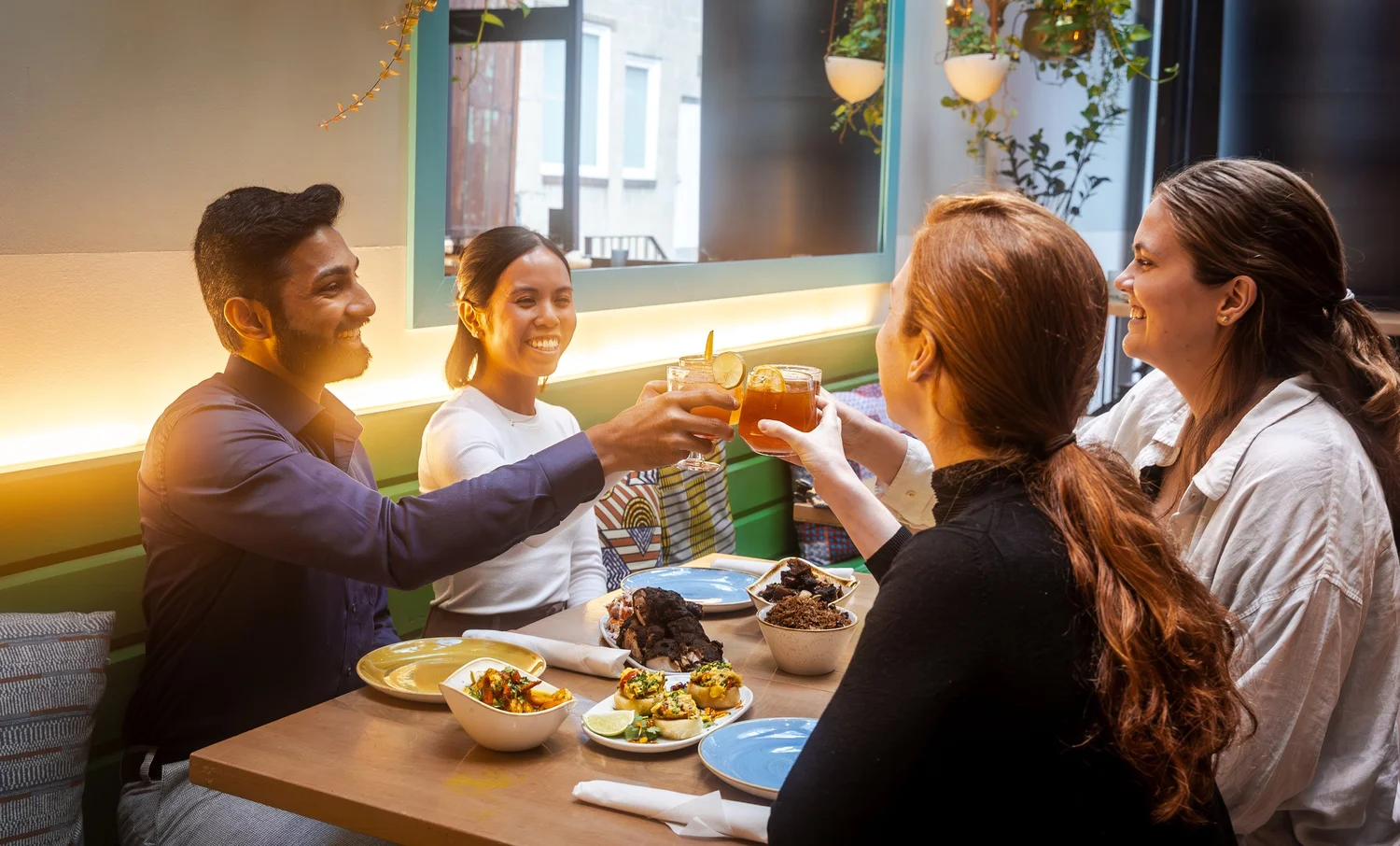 Food spread on a dining table