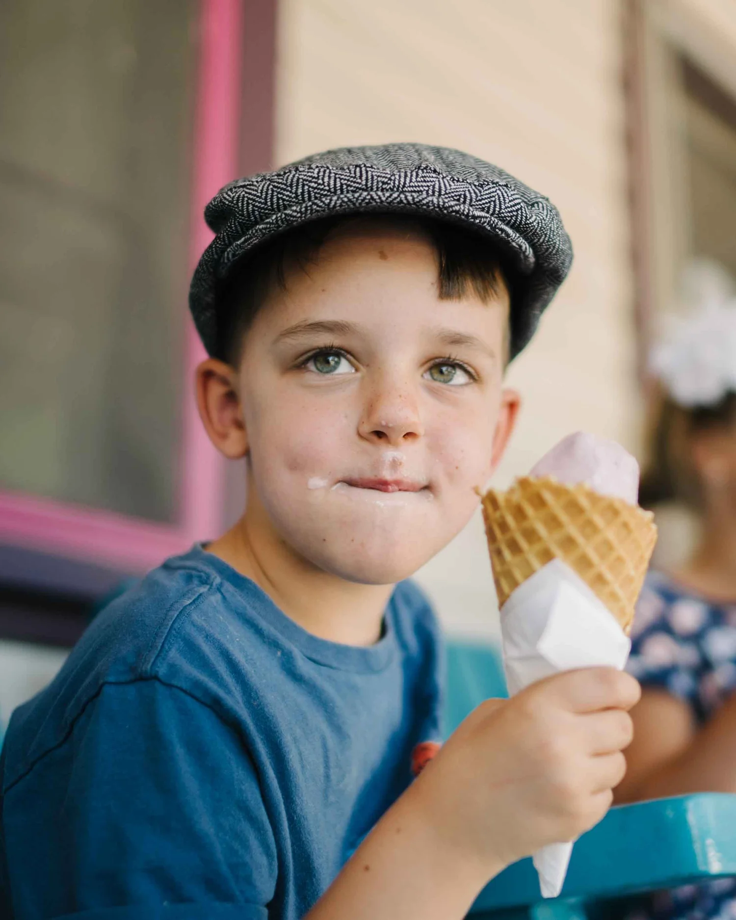 Child eating an ice cream cone