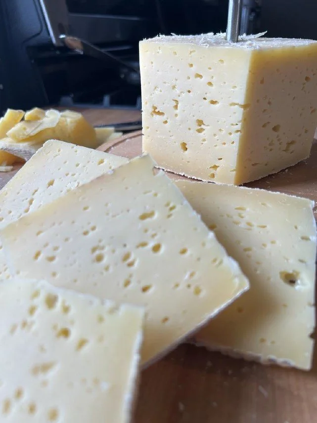 The beautiful bitty holes in the Earthfall, our cow’s milk Alpine style cheese.