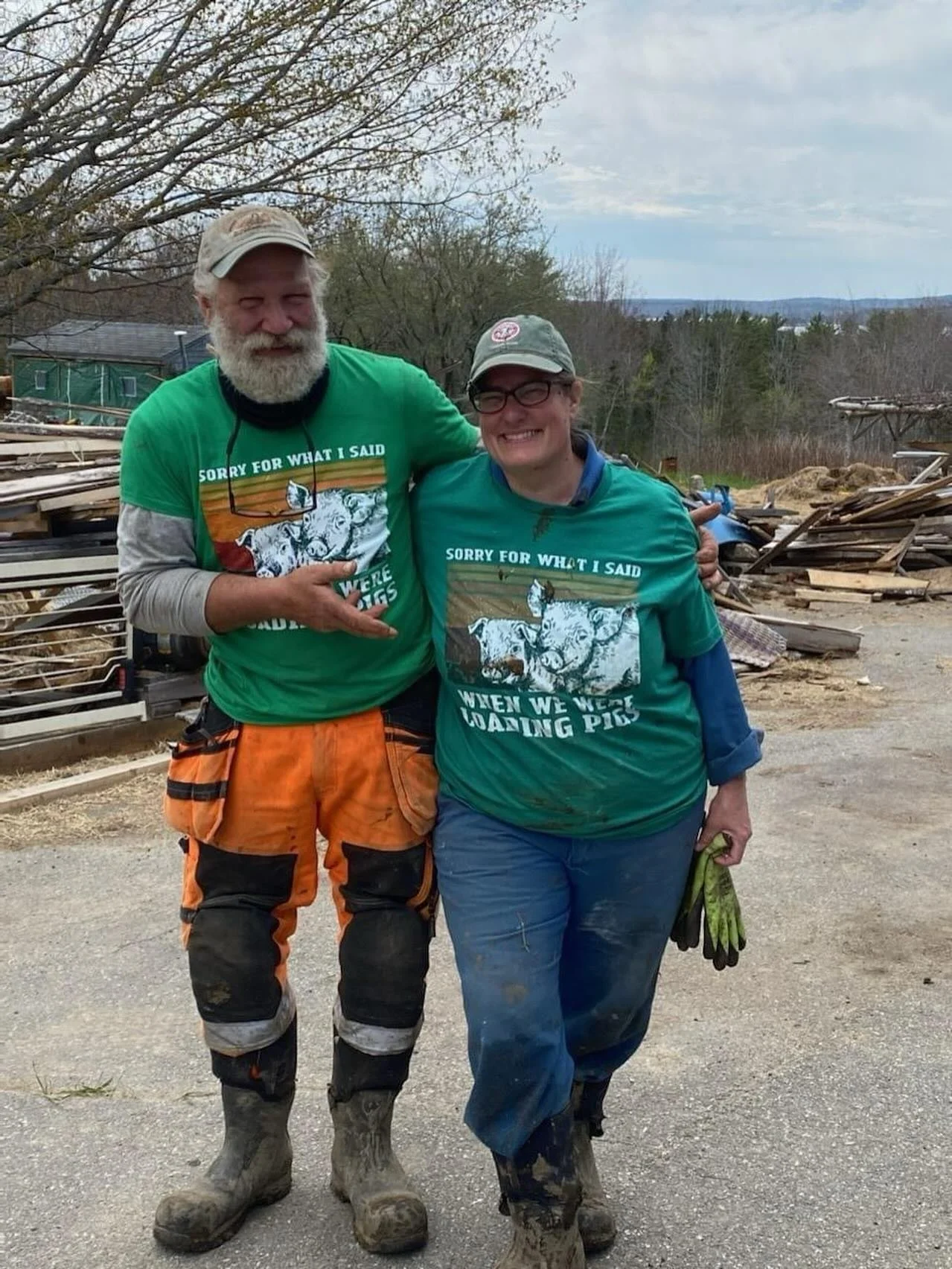 Allison and her partner, Neil, on the farm.