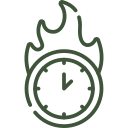 Illustration of a stopwatch with flames around it