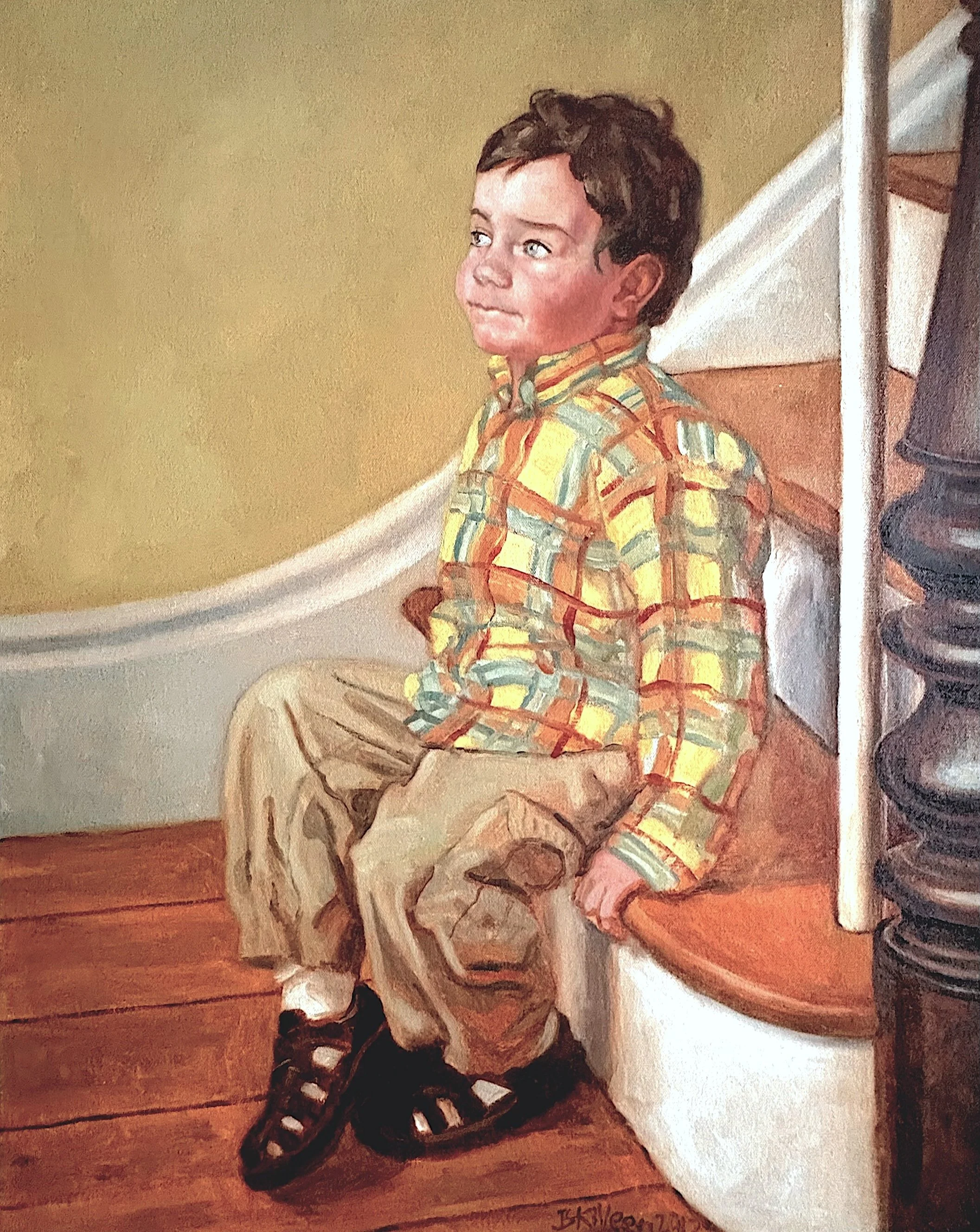 Time Out, Oliver on Mother's Day, oil on canvas, 18" x 24", 2012