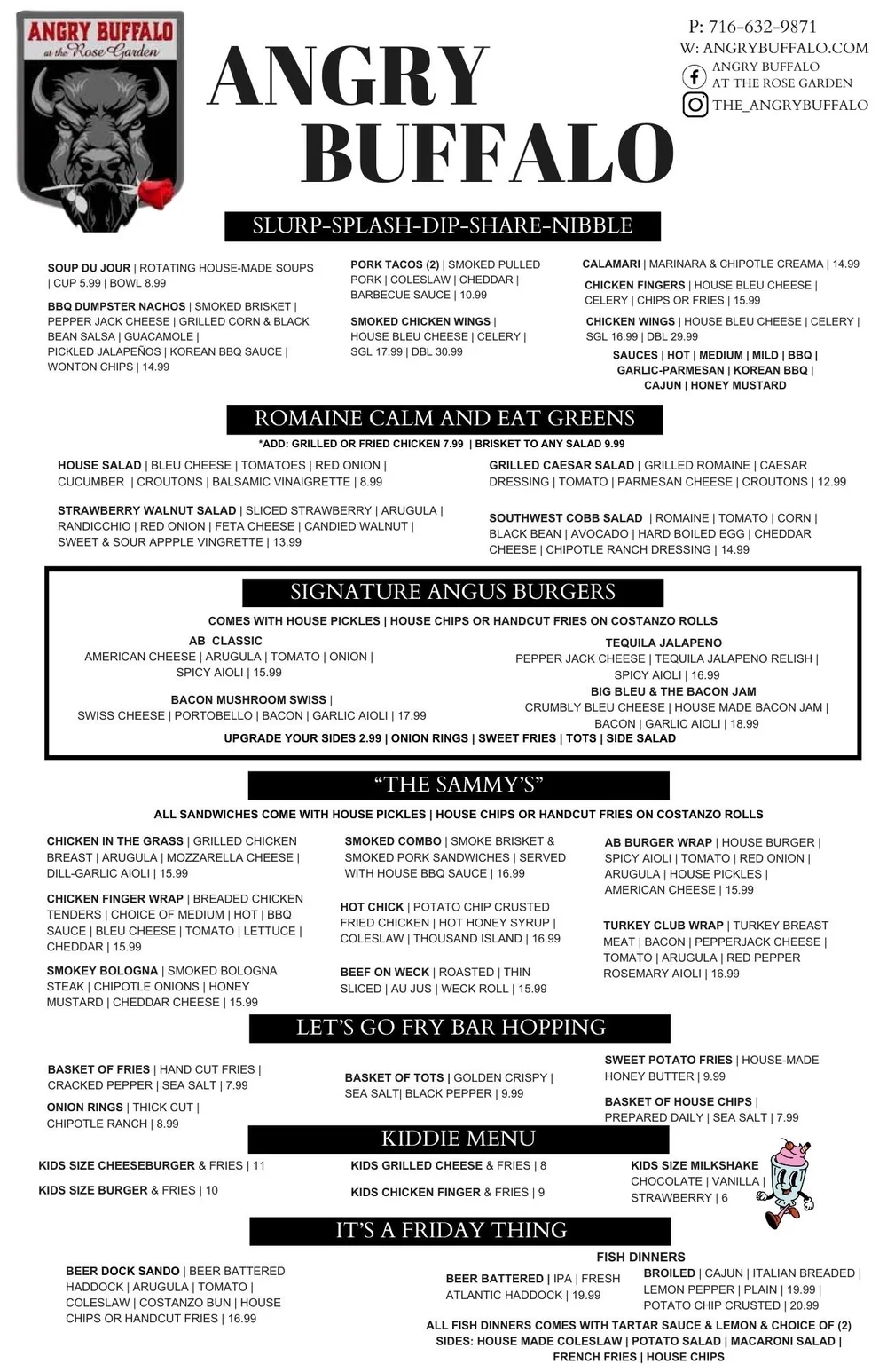 Menu — The Angry Buffalo