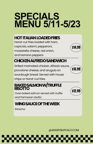 Menu — The Angry Buffalo