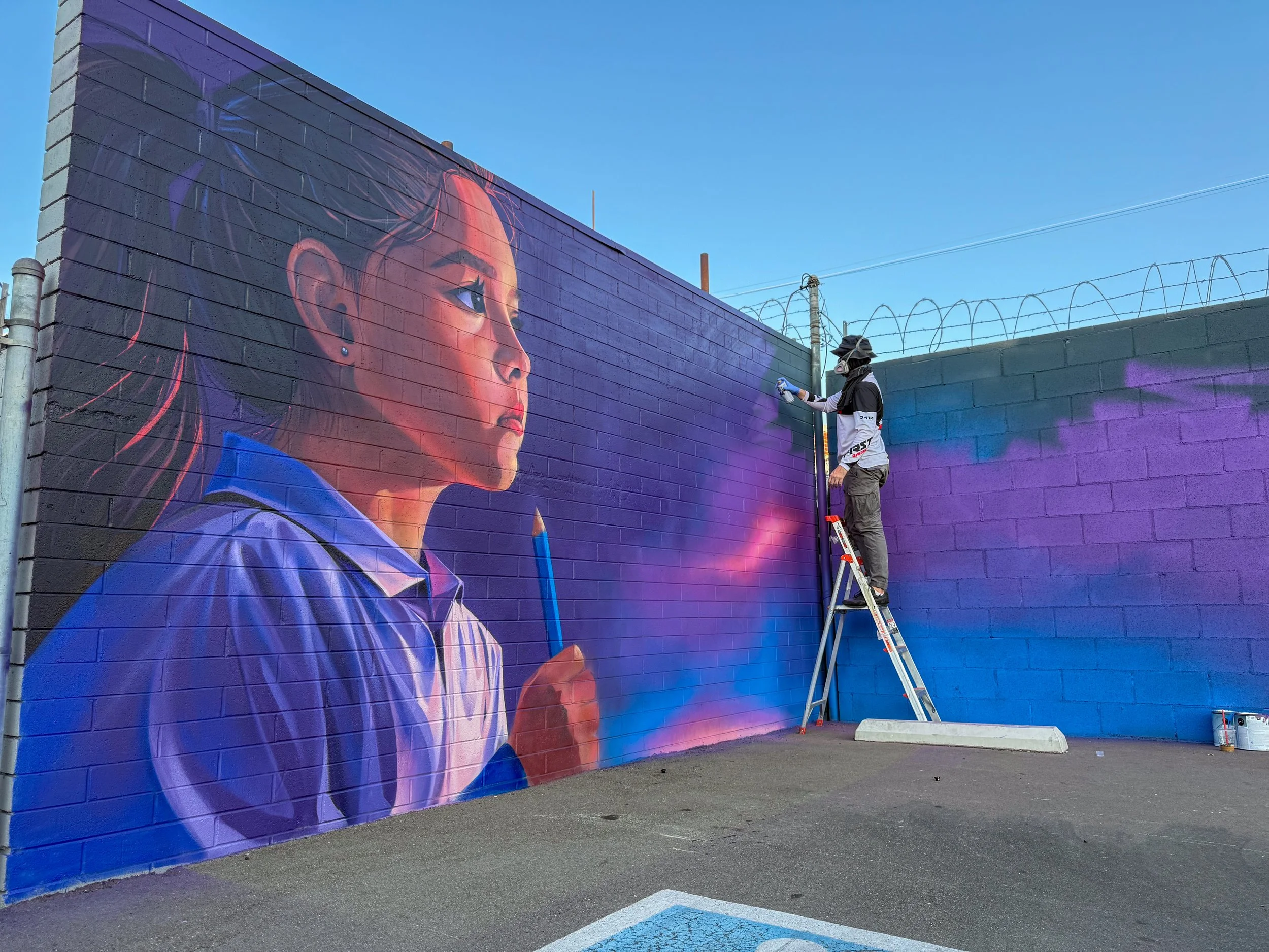 Hand-painted community mural for The Salvation Army Day Care in Los Angeles by mural artist Pezer97 2025