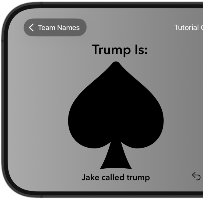 What's Trump? app displaying the current trump suit during a Euchre game